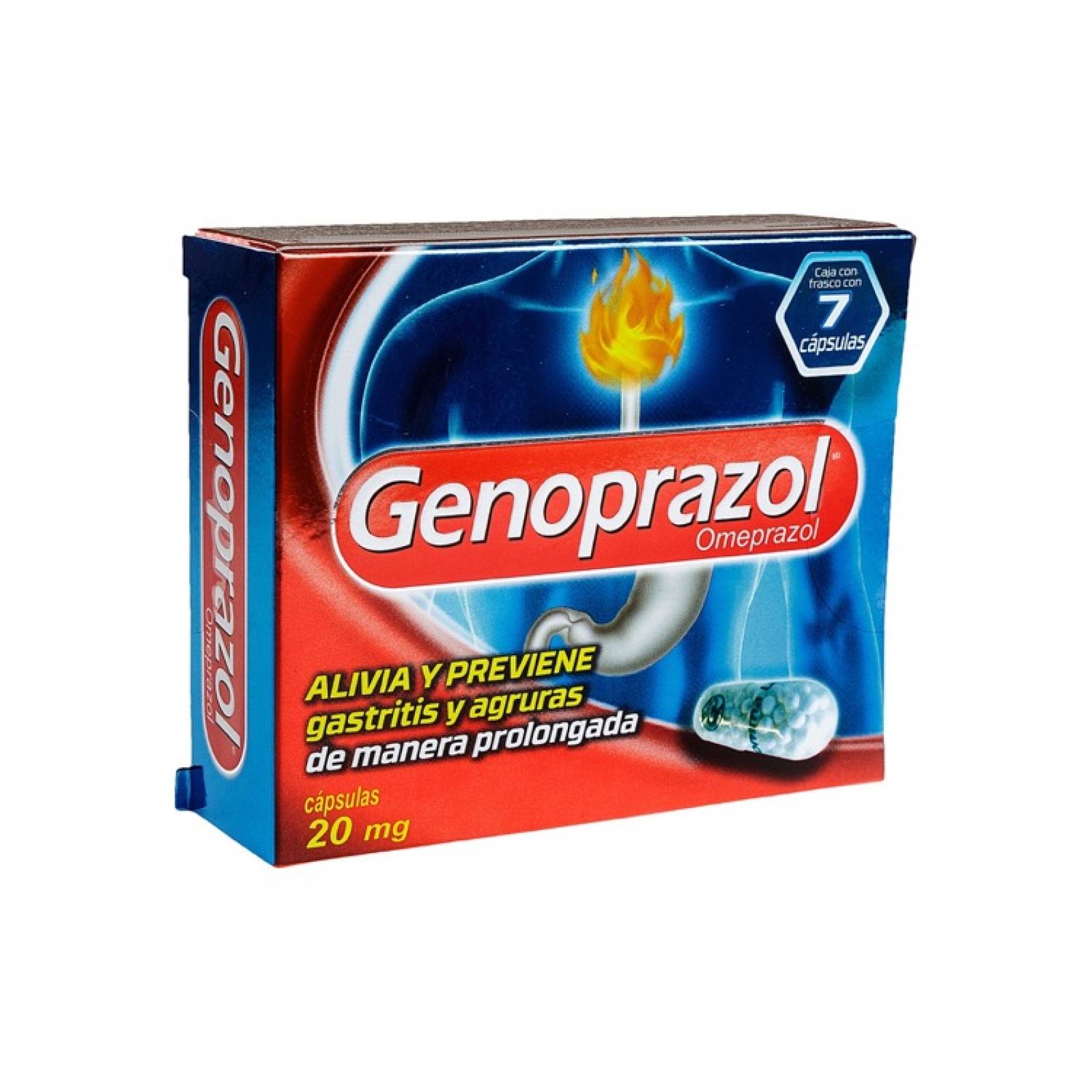 GENOPRAZOL 7 CÁPSULAS. ALIVIO DE GASTRITIS Y ACIDEZ