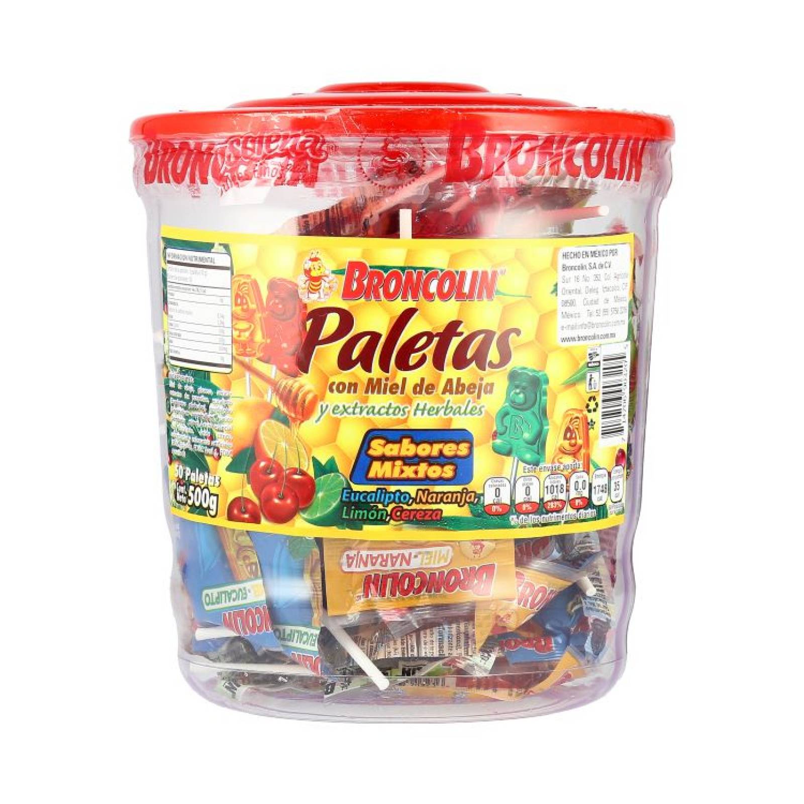 BRONCOLIN PALETAS SABORES MIXTOS BOTE CON 50