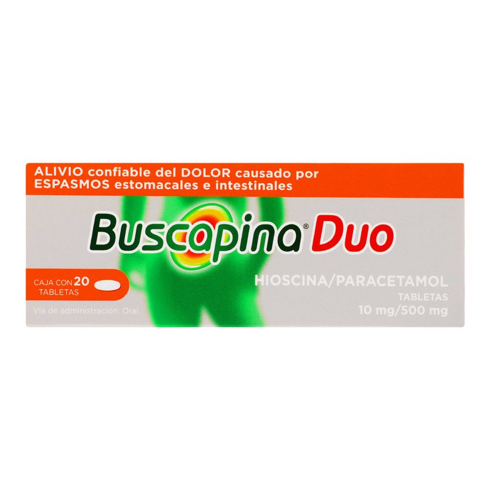 BUSCAPINA DUO 10/500MG CAJA CON 20 TABLETAS