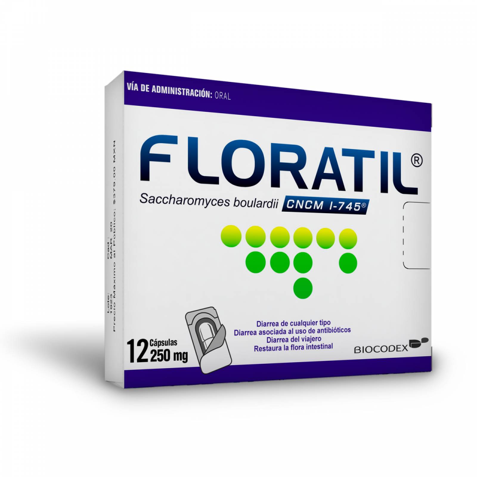 FLORATIL 250 MG CAJA 12 CAPSULAS