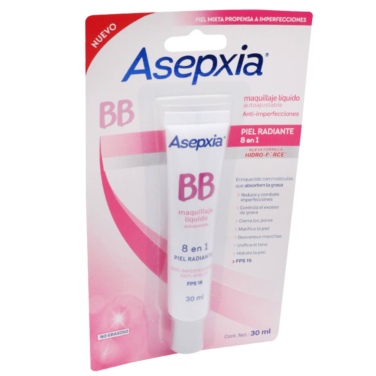 Asepxia Bb Maquillaje Líquido Autoajustable 30 G.