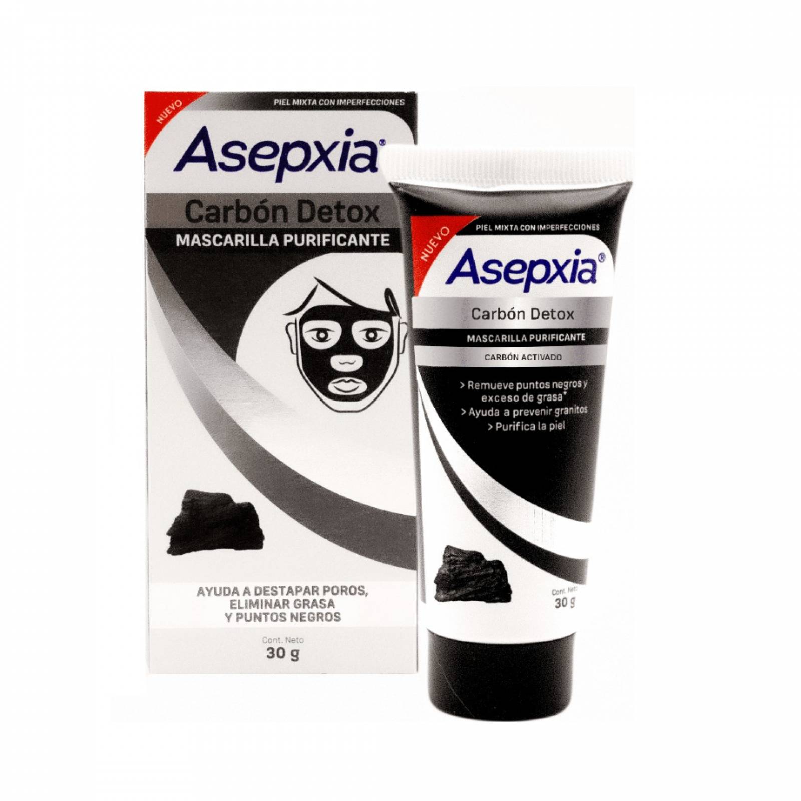 Asepxia Carbón Detox Mascarilla Peel Off 30 G.