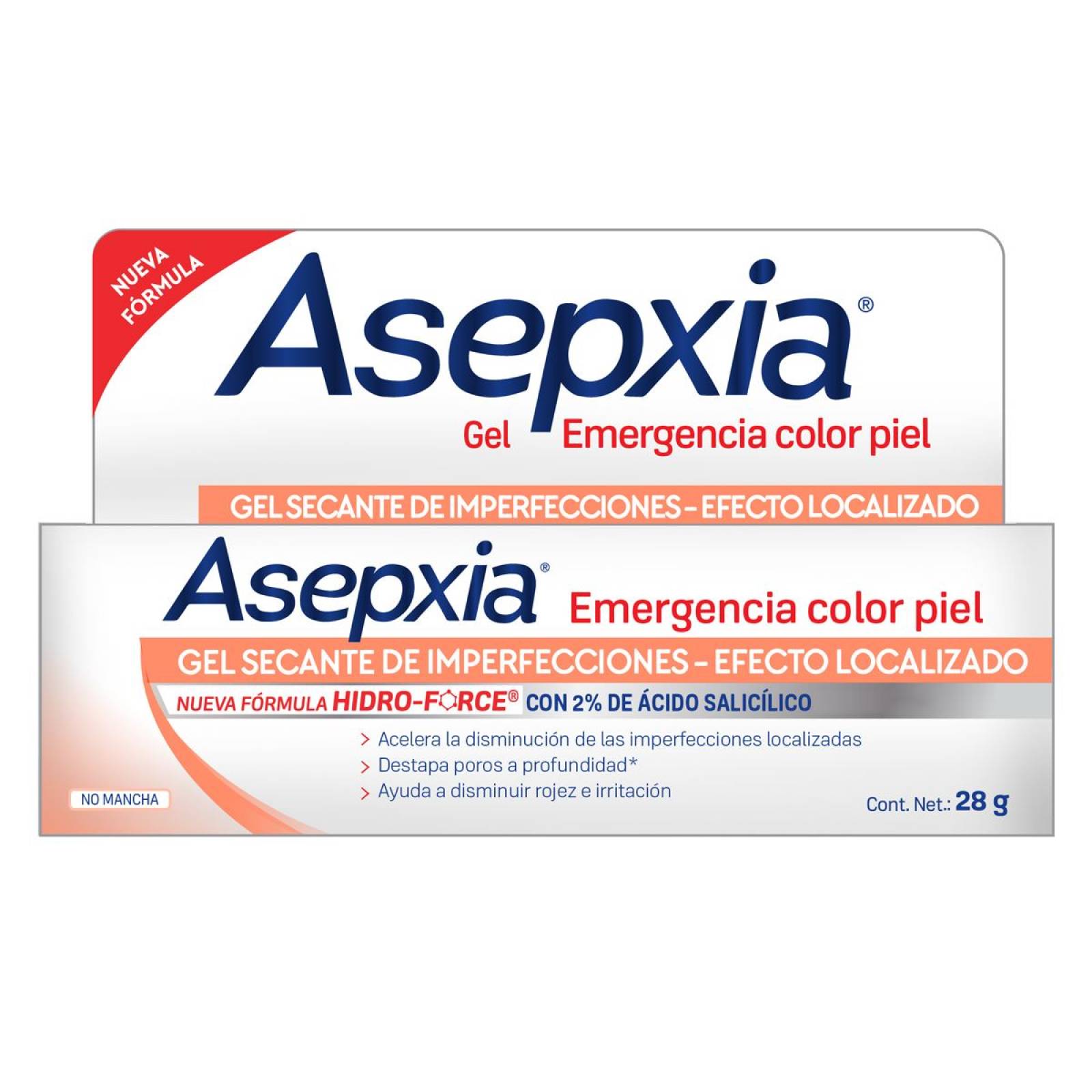 Asepxia Gel Spot Emergencia Color Piel Tubo 28 G.