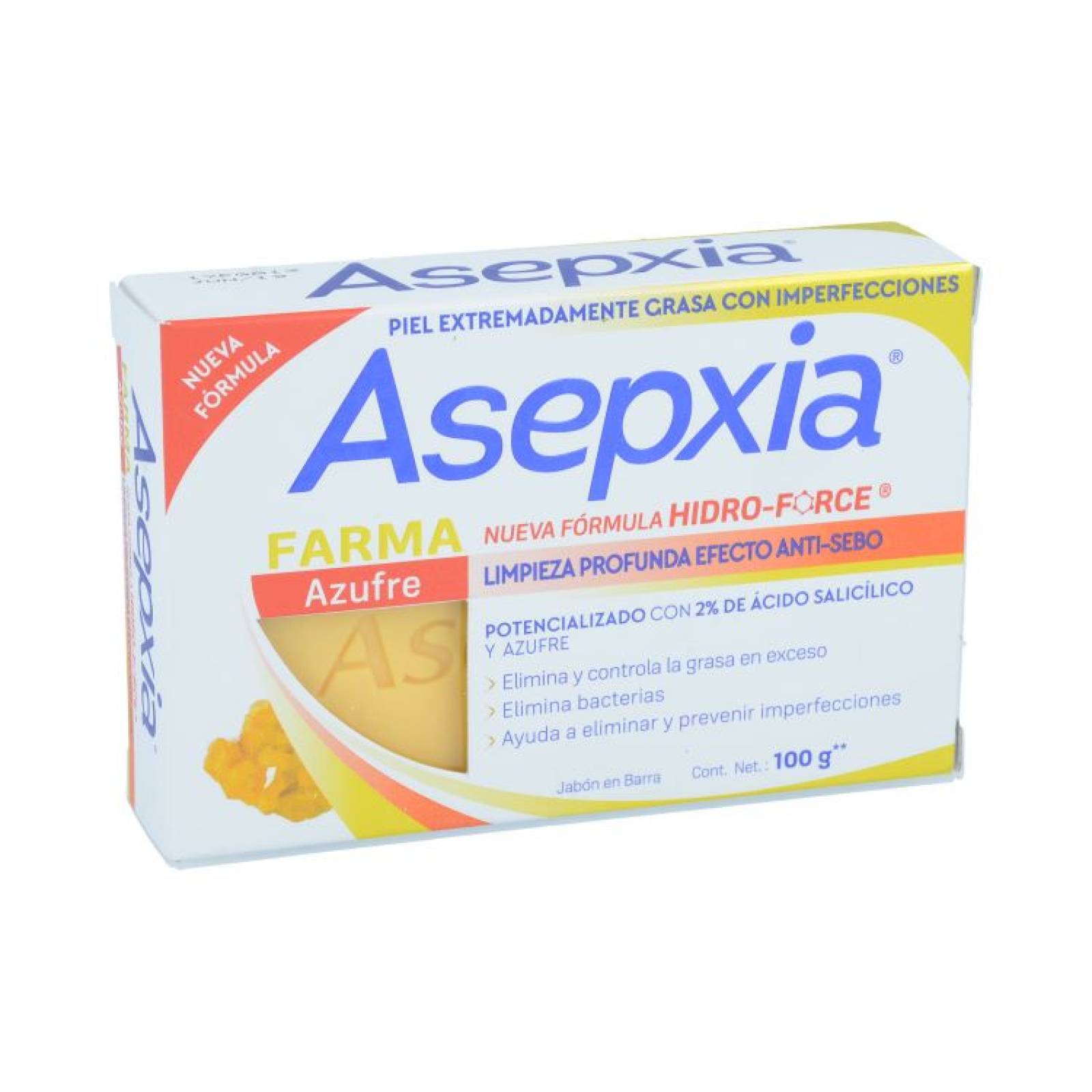 Asepxia Jabón Farma Azufre 100 G. Jabón En Barra Para Acné