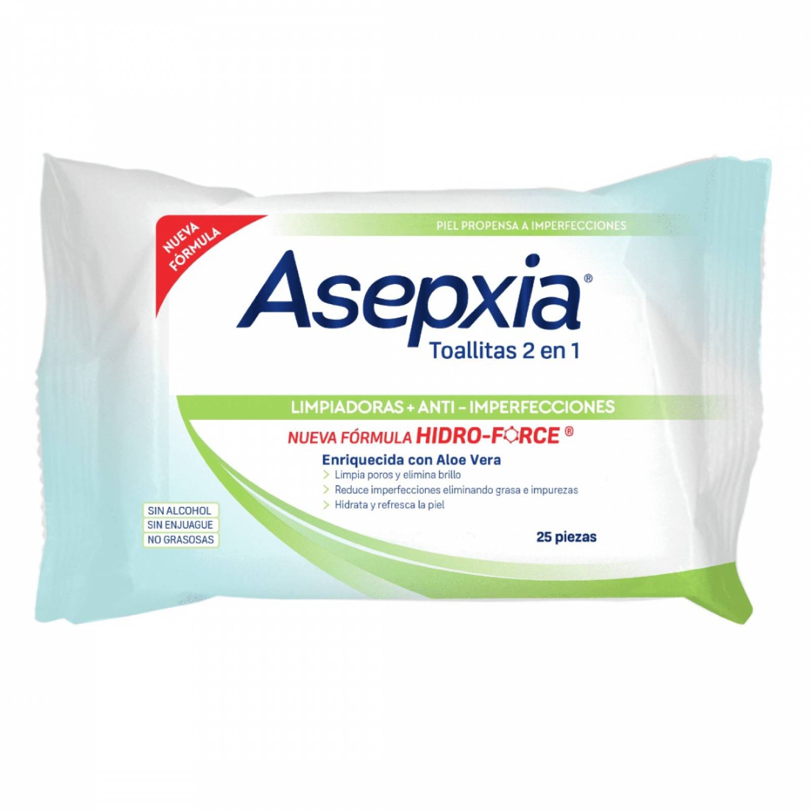Asepxia Toallitas Humedas 25 Piezas. Limpia E Hidrata