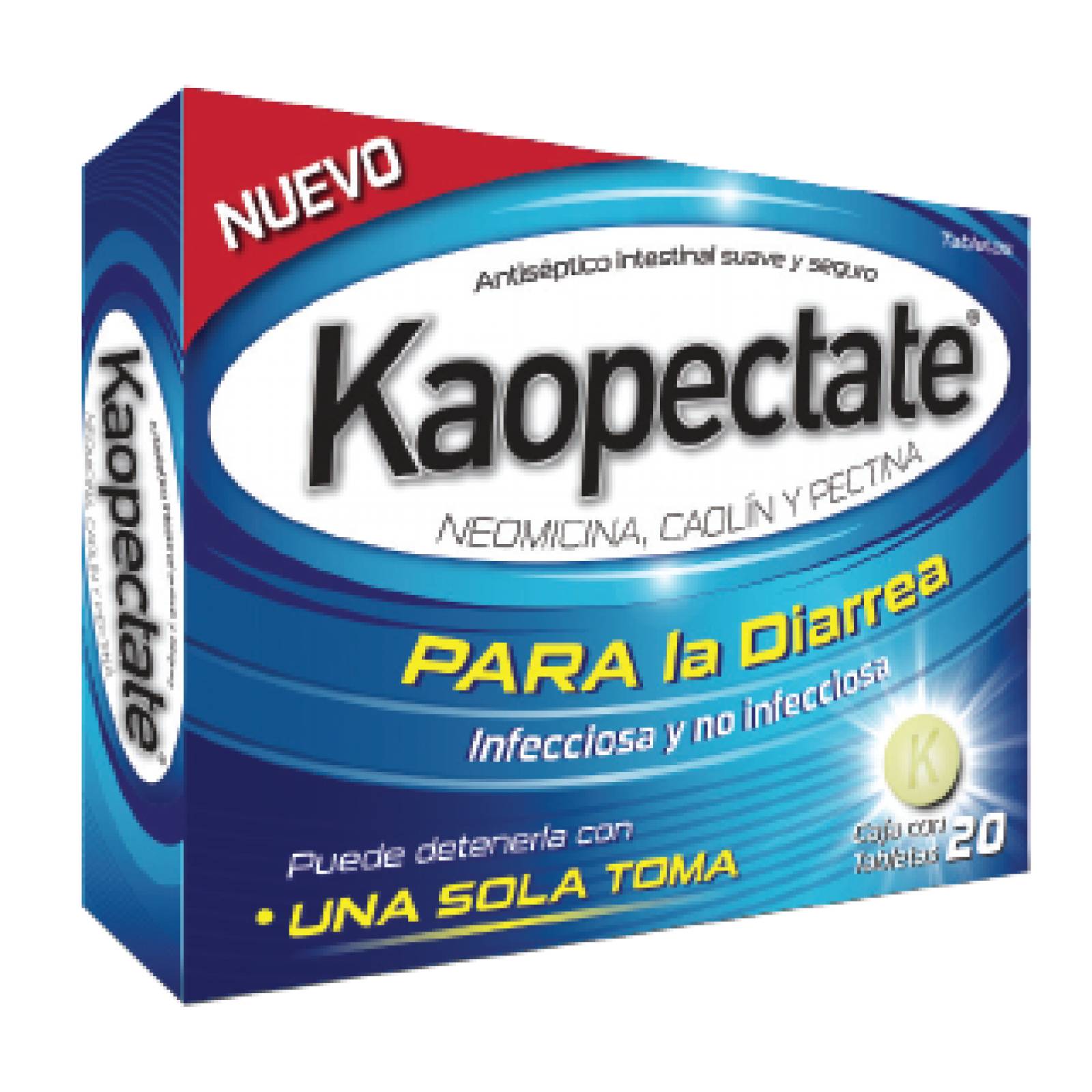 Kaopectate Antidiarreico 20 Tabletas. Alivia La Diarrea.
