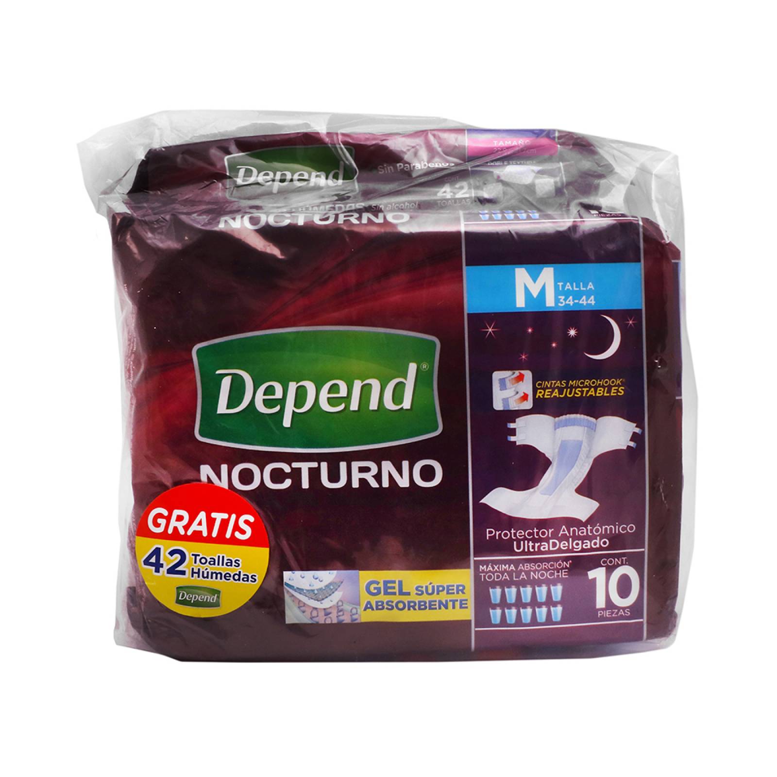 DEPEND PLENITUD PANAL AD NOCTURNO MED 1 BOLSA 10 PIEZAS