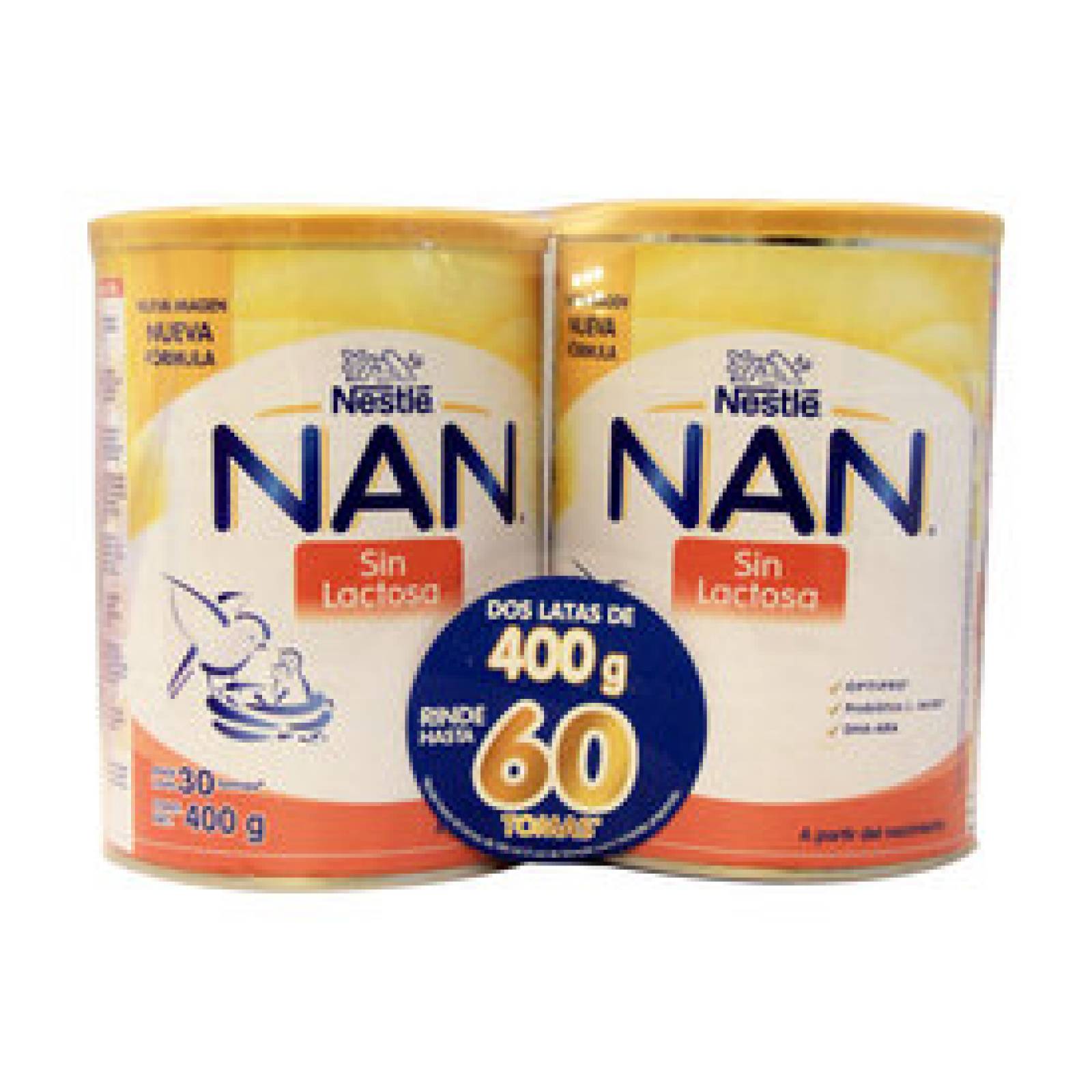 NAN LECHE S/LACTOSA 400 G DUOPACK