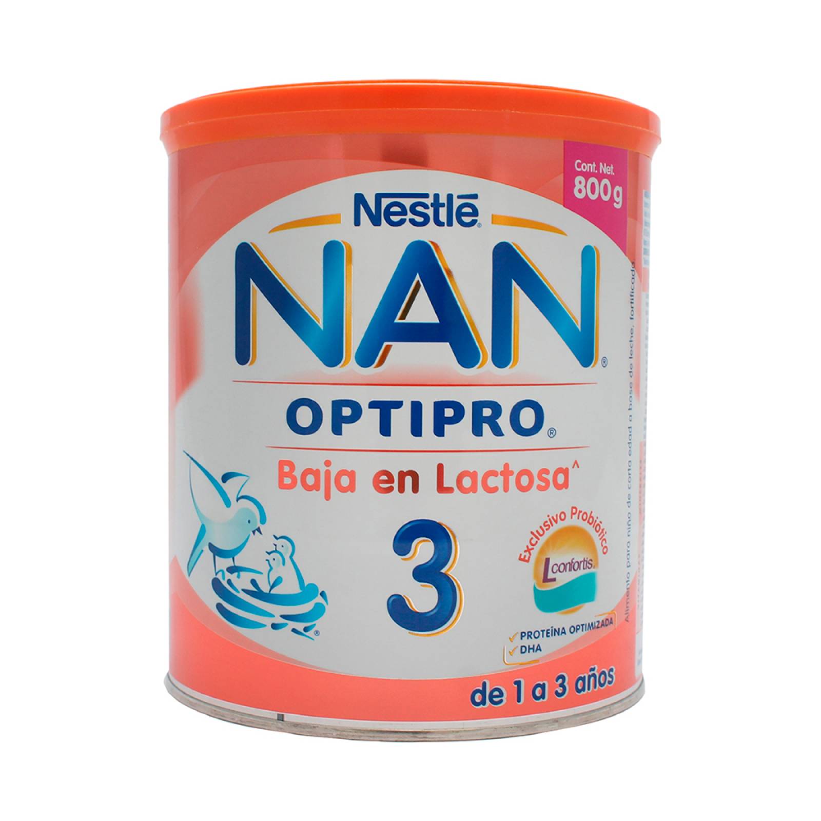 Nan Optipro Baja En Lactosa Etapa 3 - 1 A 3 Años 800 Gr Bote
