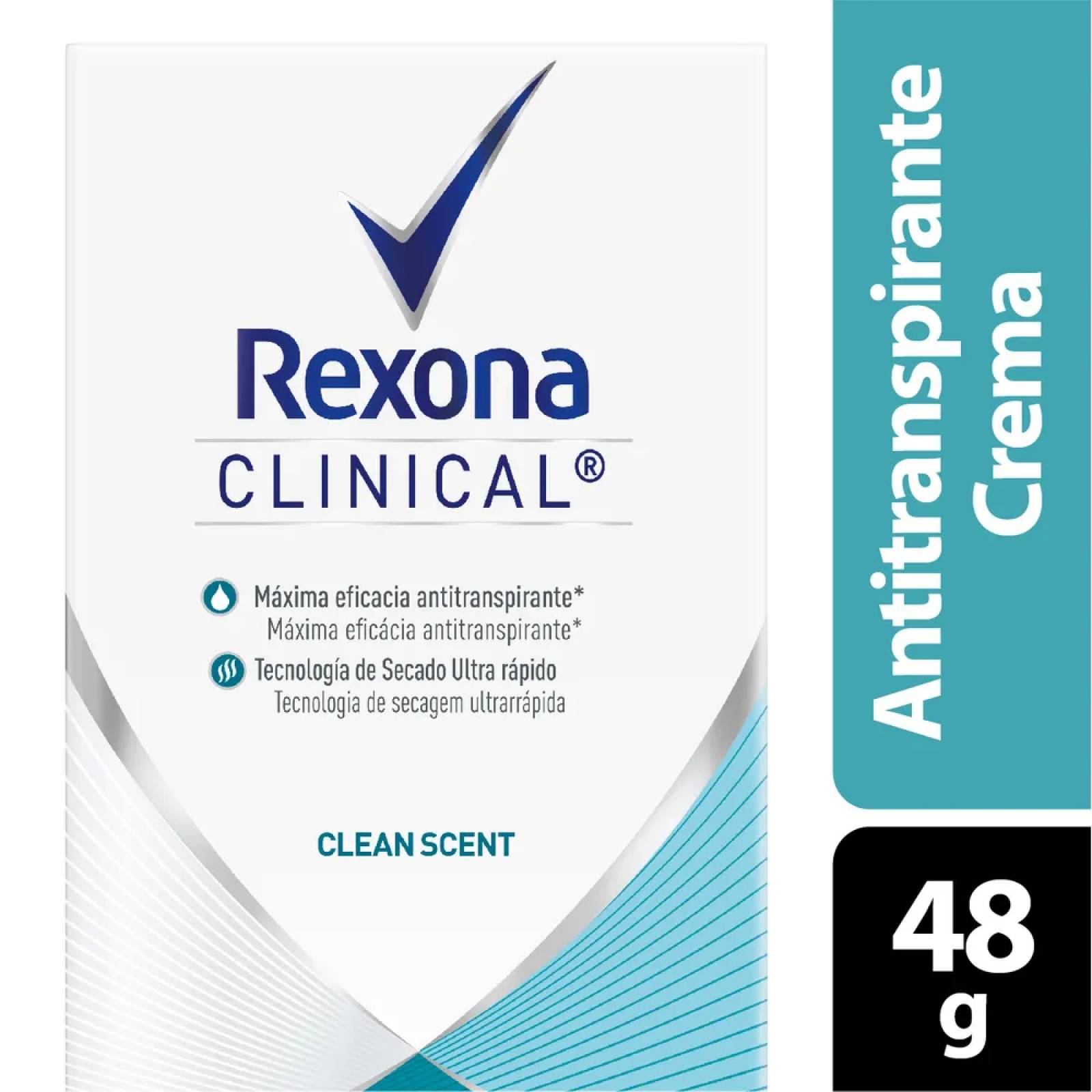 ANTITRANSPIRANTE EN CREMA REXONA CLINICAL CLEAN SCENT 48G