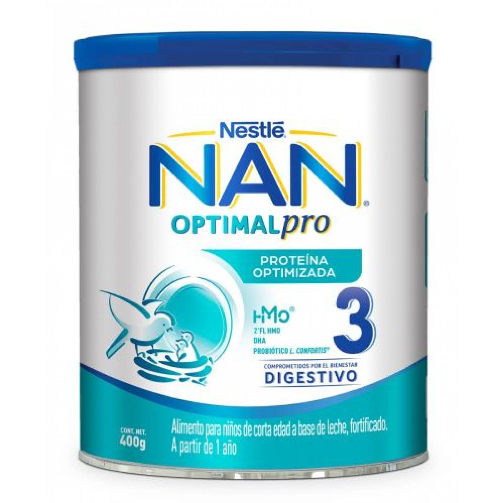 NAN OPTIPRO 3 FÓRMULA INFANTIL PARA BEBÉS DE 1 A 3 AÑOS 400 GR LATA