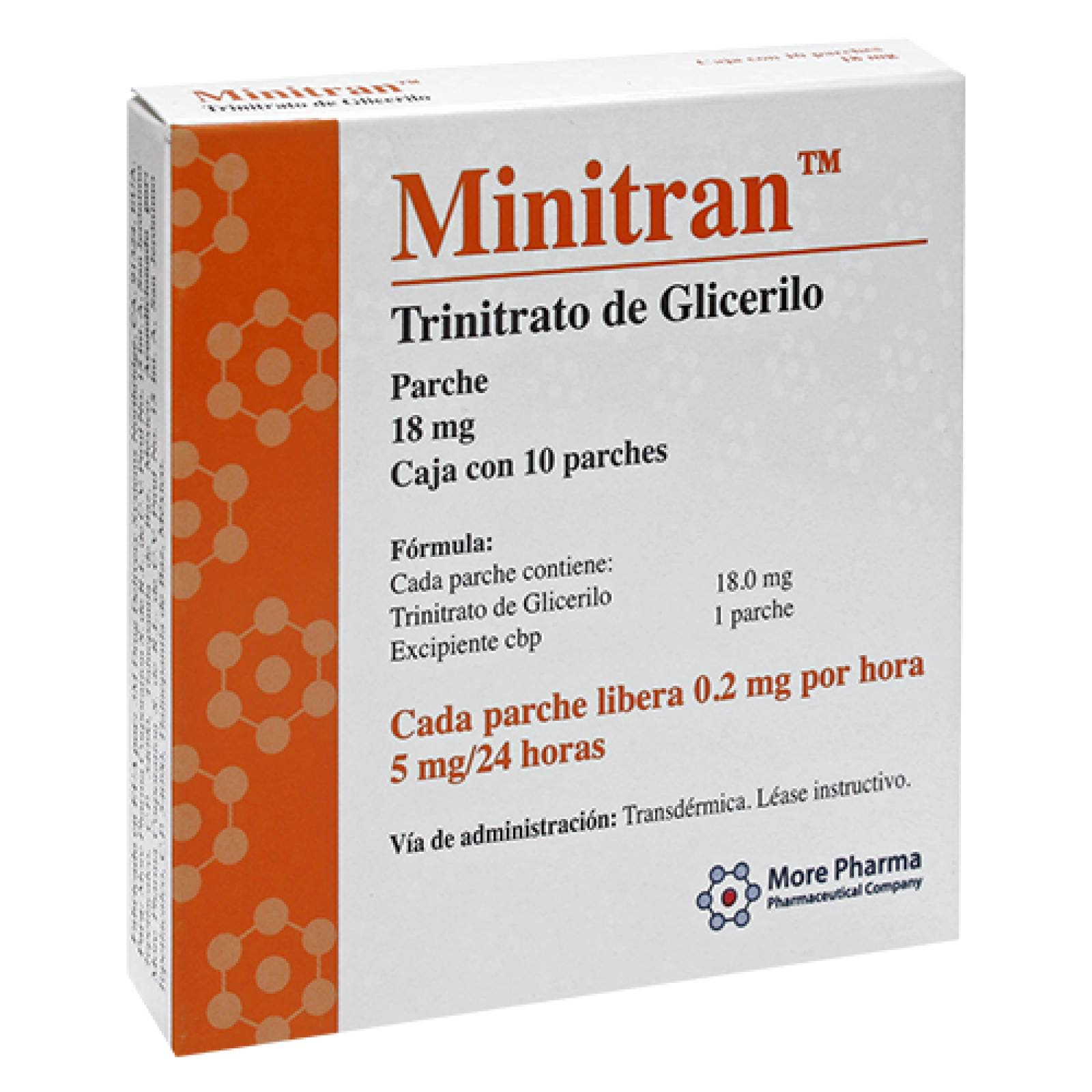 MINITRAN 10 PARCHES 18 MG (5MG/24HRS)