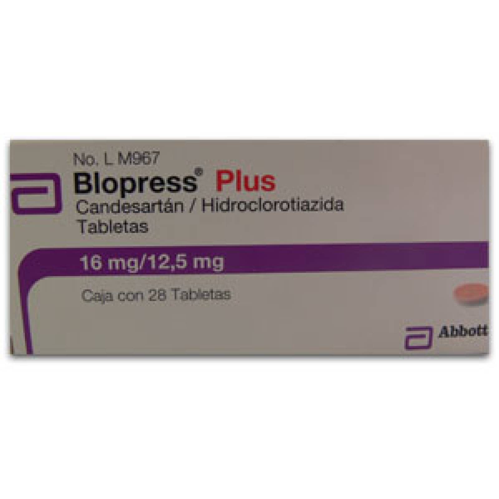 BLOPRESS PLUS 16MG CAJA CON 28 TABLETAS