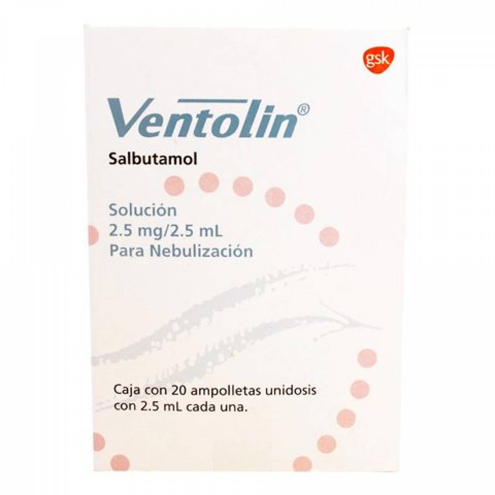 VENTOLIN SOLUCIÓN P/NEBULIZACIÓN CON 20 AMPOLLETAS