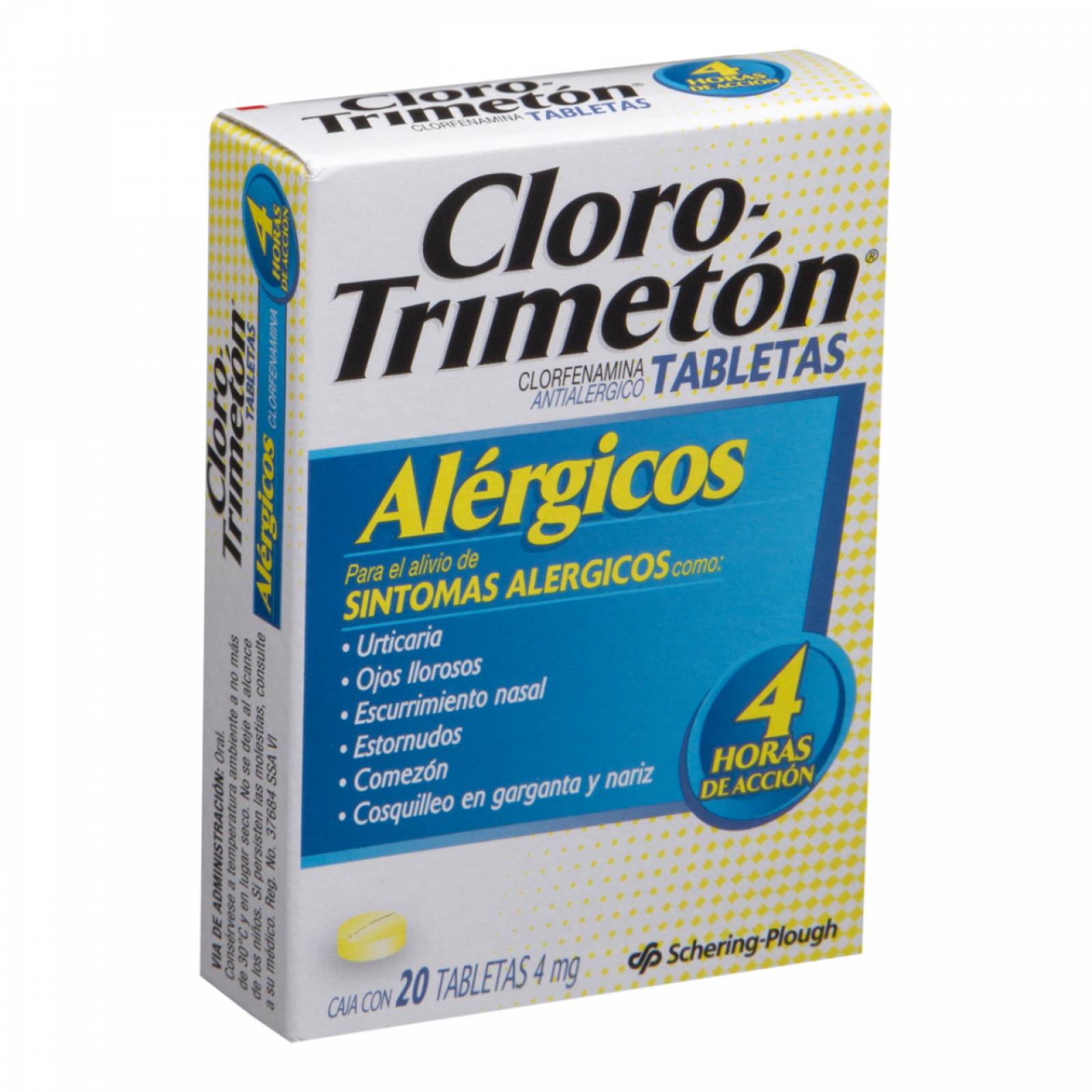 CLOROTRIMETON 4MG CAJA CON 20 TABLETAS