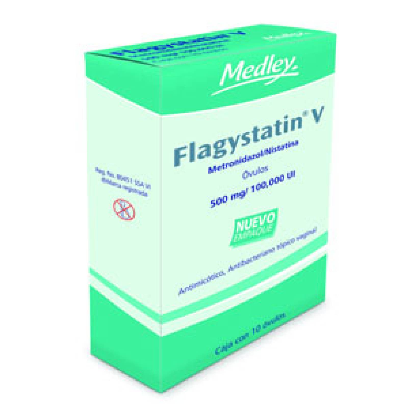FLAGYSTATIN V 10 ÓVULOS 500MG