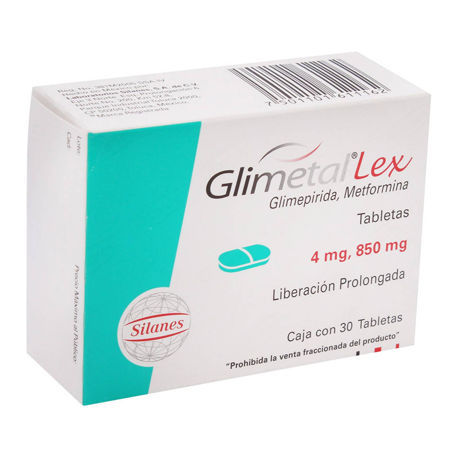 GLIMETAL LEX 30 TABLETAS 4/850MG