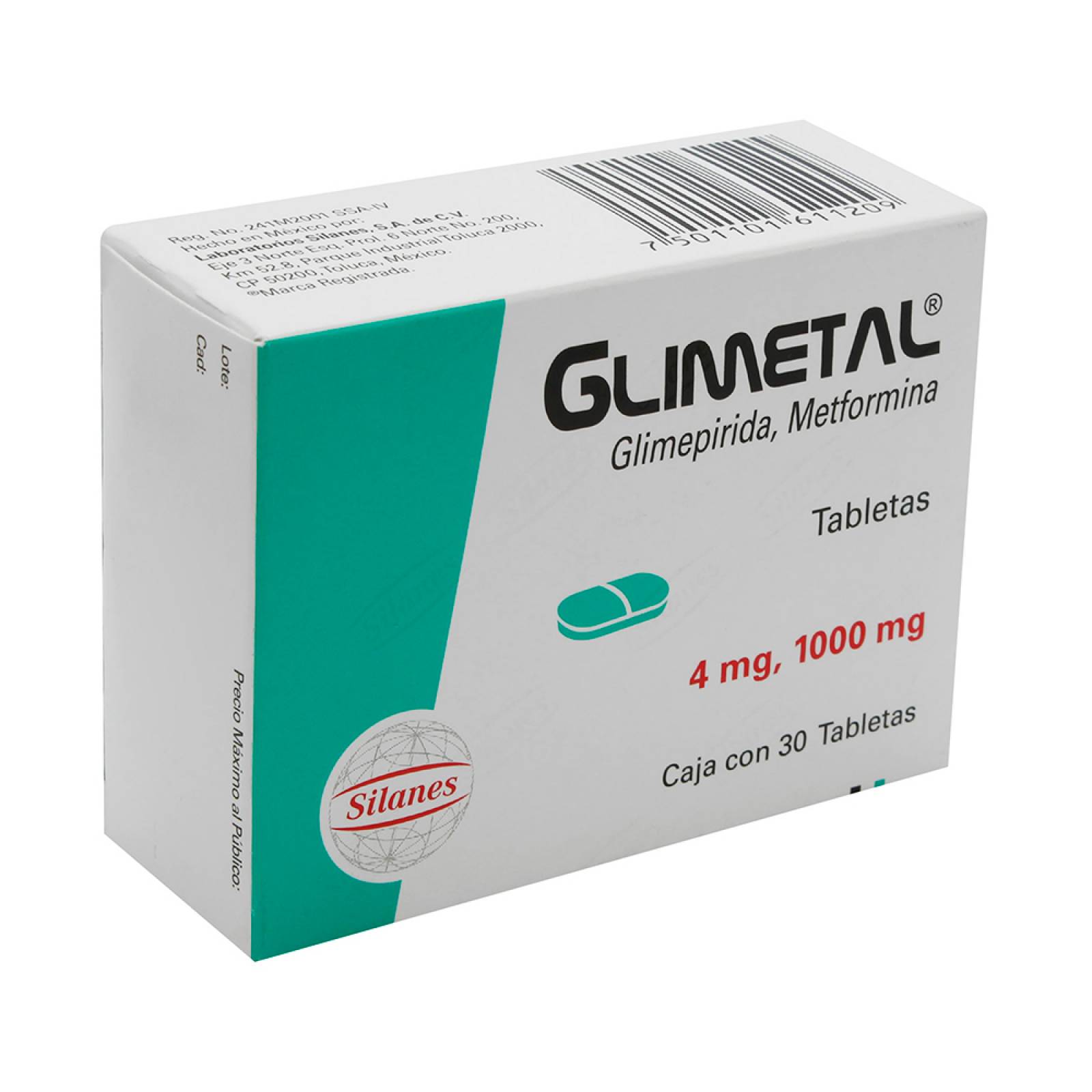 GLIMETAL 30 TABLETAS 4/1000MG