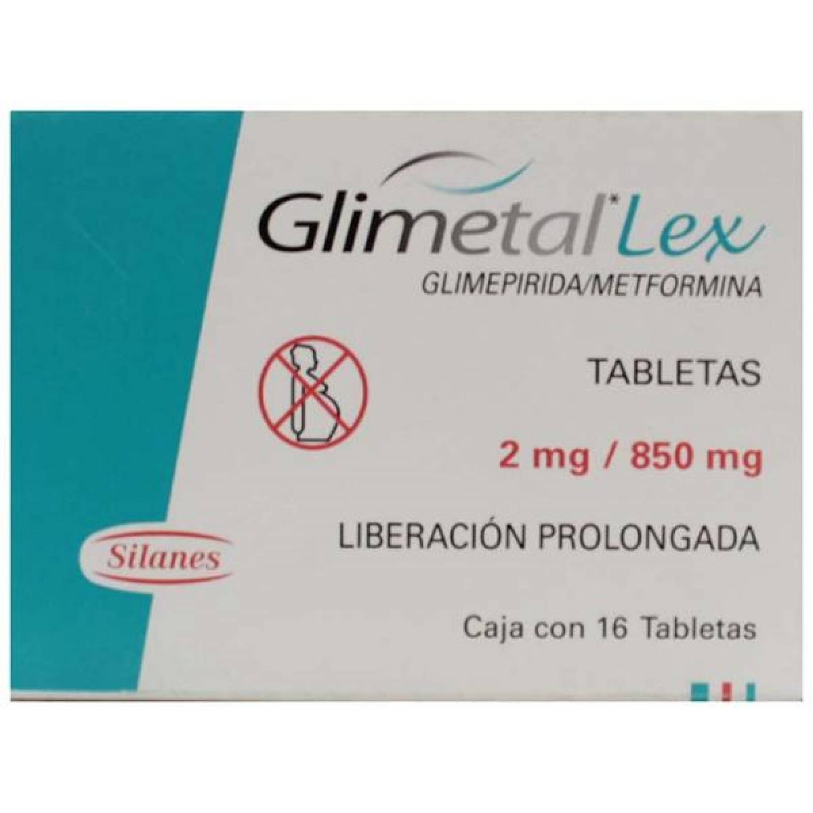 GLIMETAL LEX 16 TABLETAS 2MG/850MG