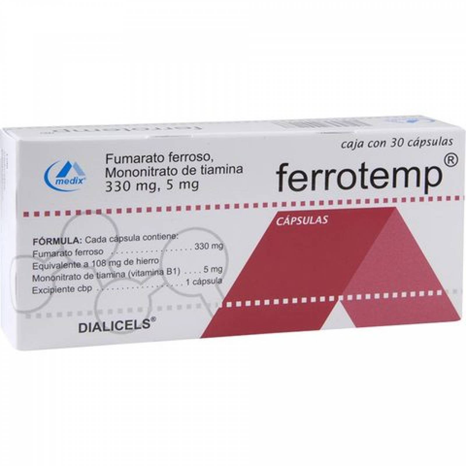 FERROTEMP 30 CÁPSULAS 330/5MG