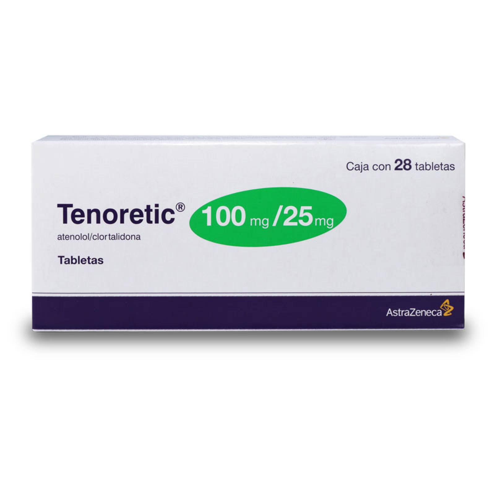 Tenoretic Atenolol, Clortalidona 100/25 Mg Con 28 Tabletas