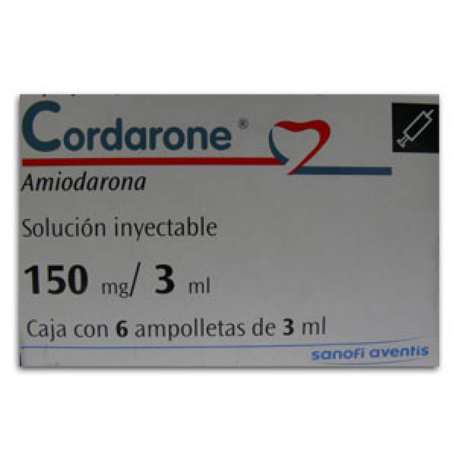 CORDARONE SOLUCIÓN INYECTABLE 6 AMPOLLETAS 3ML