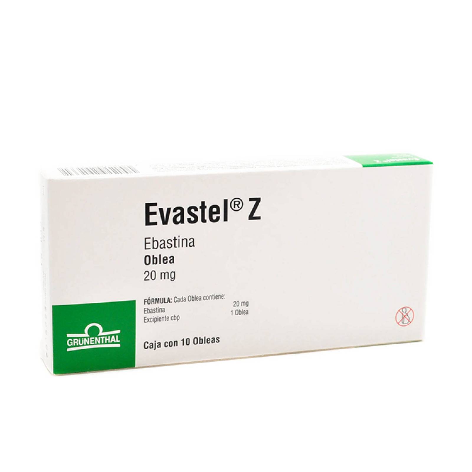EVASTEL Z 20MG CAJA CON 10 OBLEAS