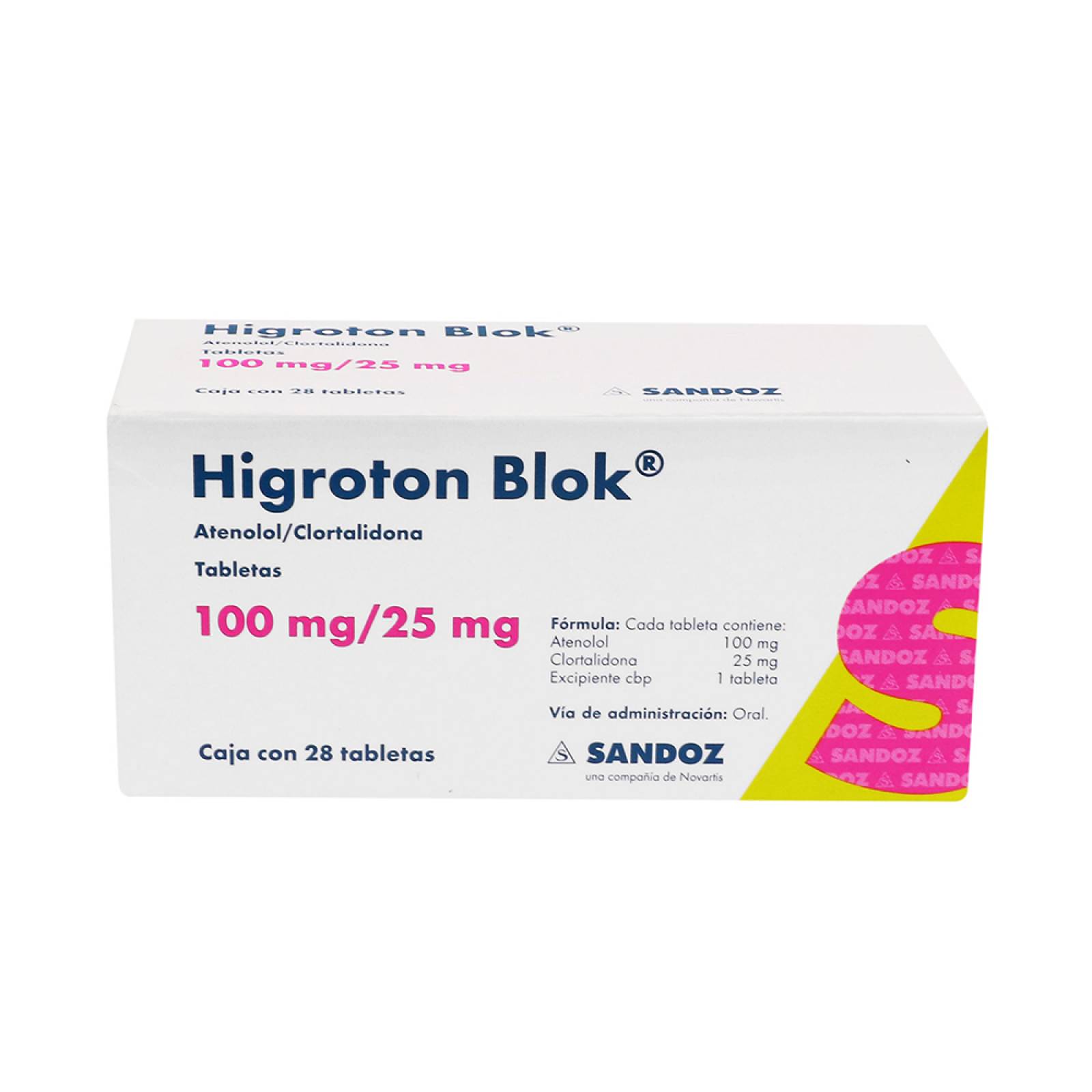 HIGROTON BLOK 100/25MG CAJA CON 28 TABLETAS