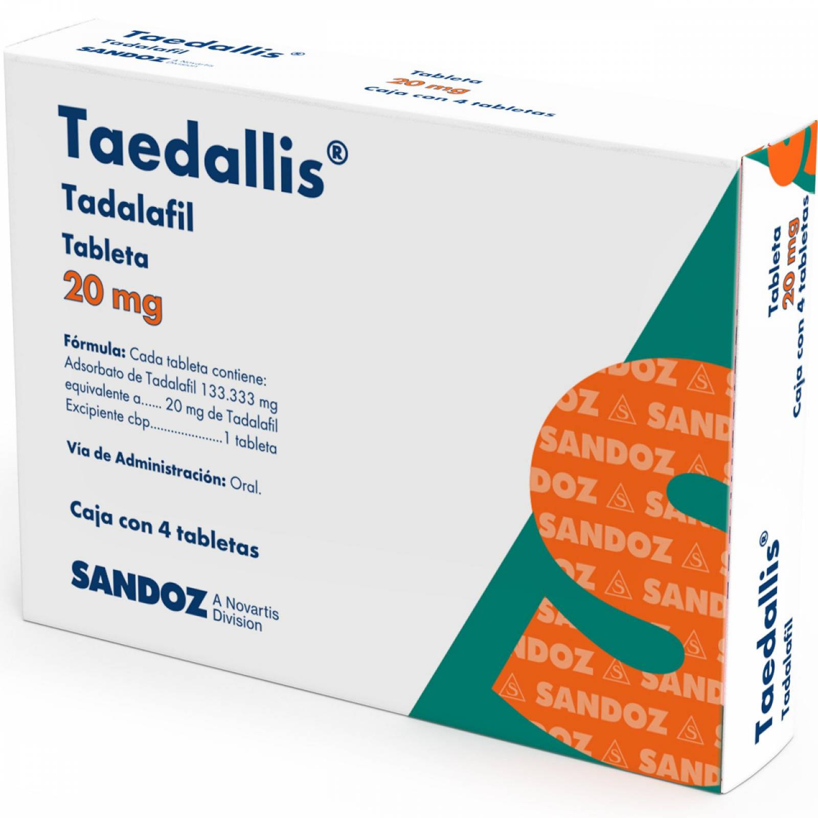 TAEDALLIS 20MG CAJA CON 4 TABLETAS
