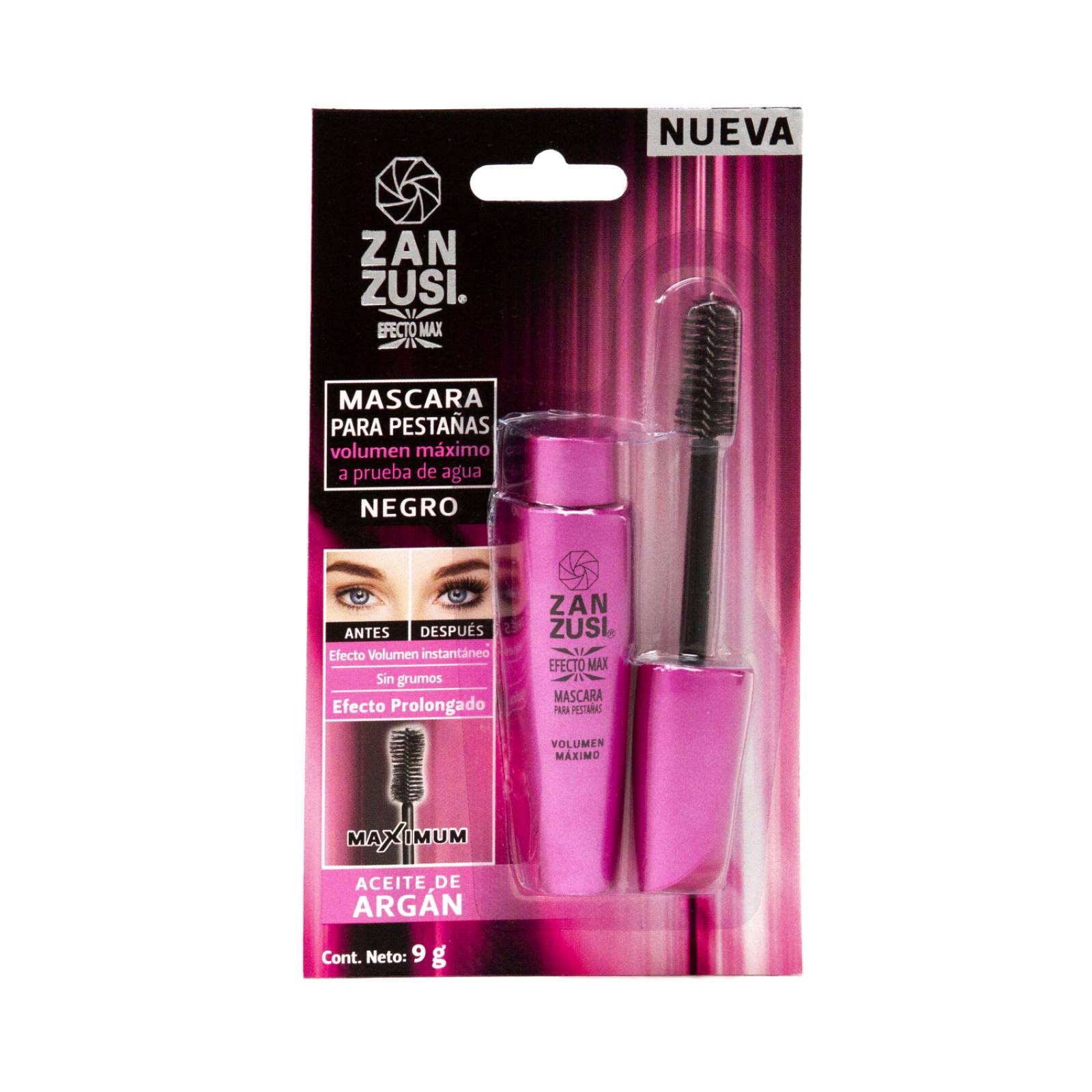 ZANZUSI MÁSCARA VOLUMEN MÁXIMO PRUEBA DE AGUA NEGRO 9 G