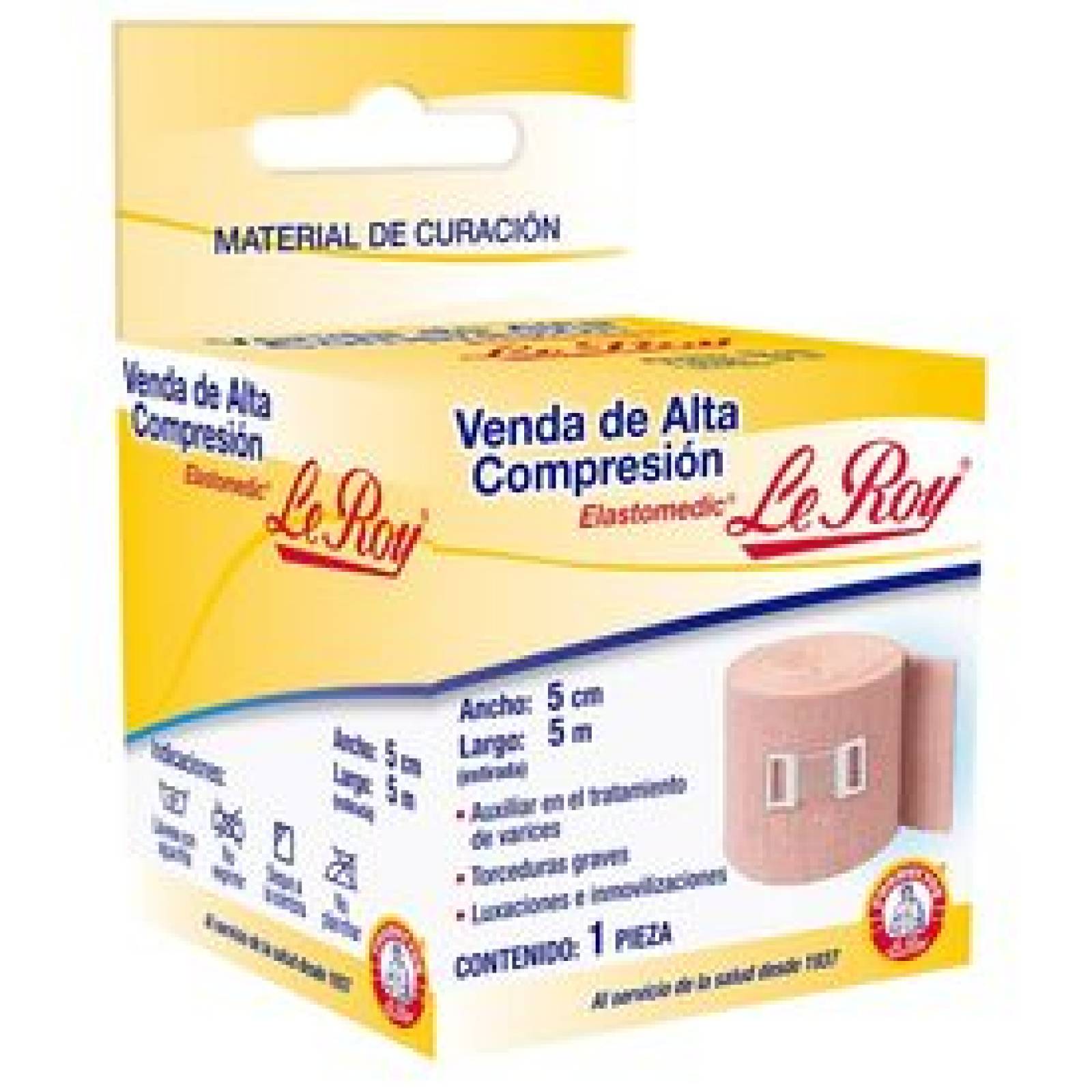 Le Roy Elastomedic Venda Elástica De Alta Compresión Tono Piel 1 Pieza De 5Cm