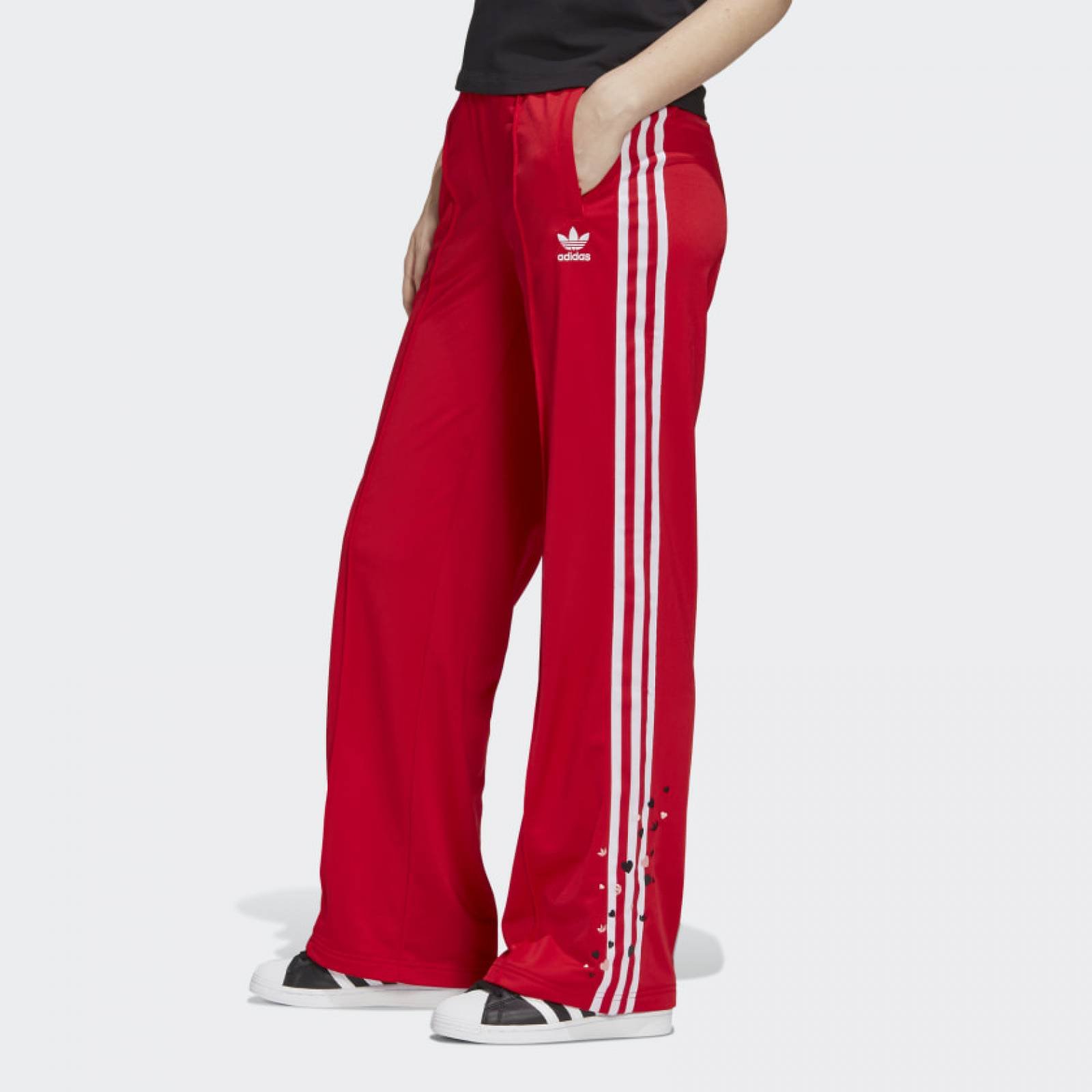 pants adidas originals mujer scarlet trifolio 3 franjas