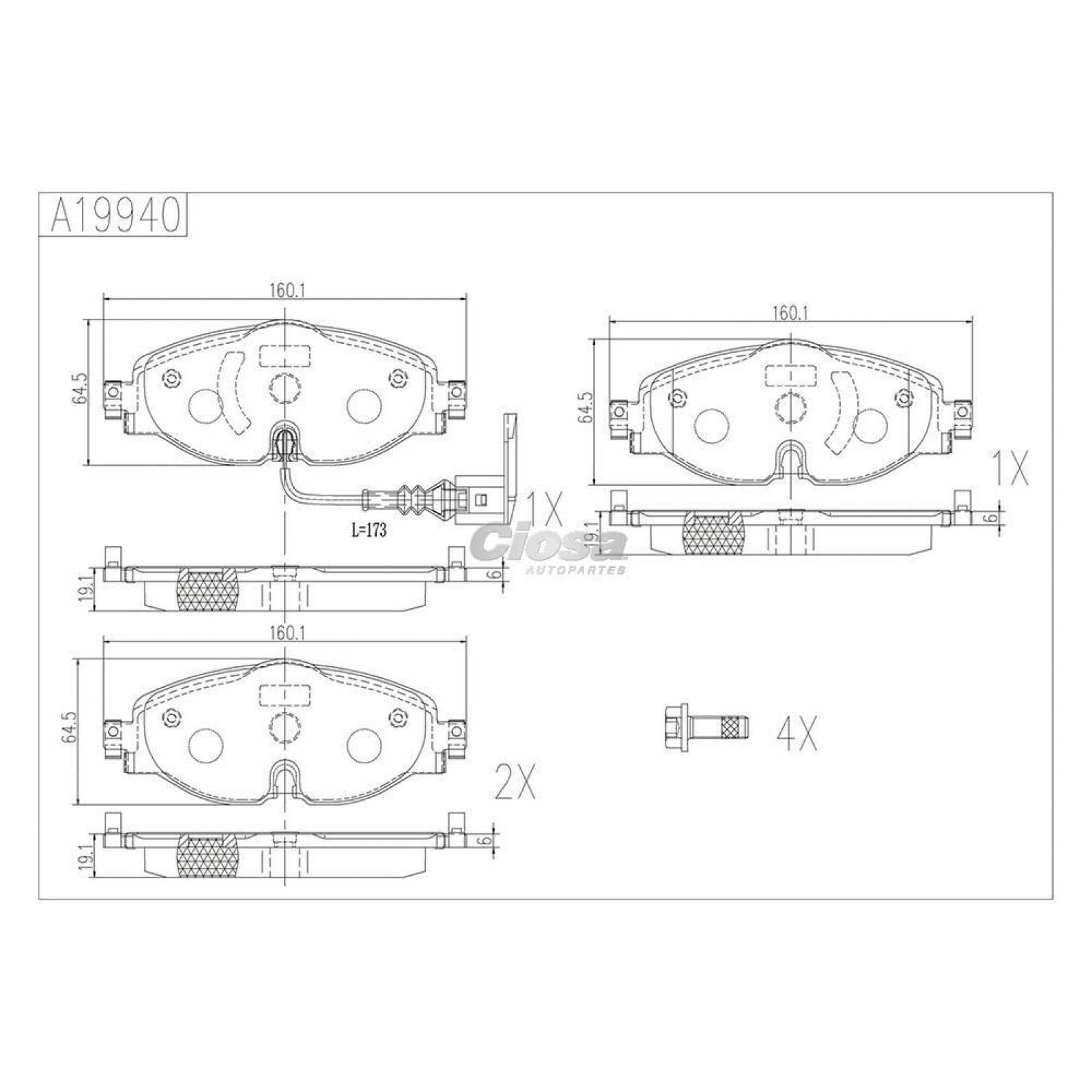 Balata Para Volkswagen E-Golf 2016 - 2016 (Dynamik) 