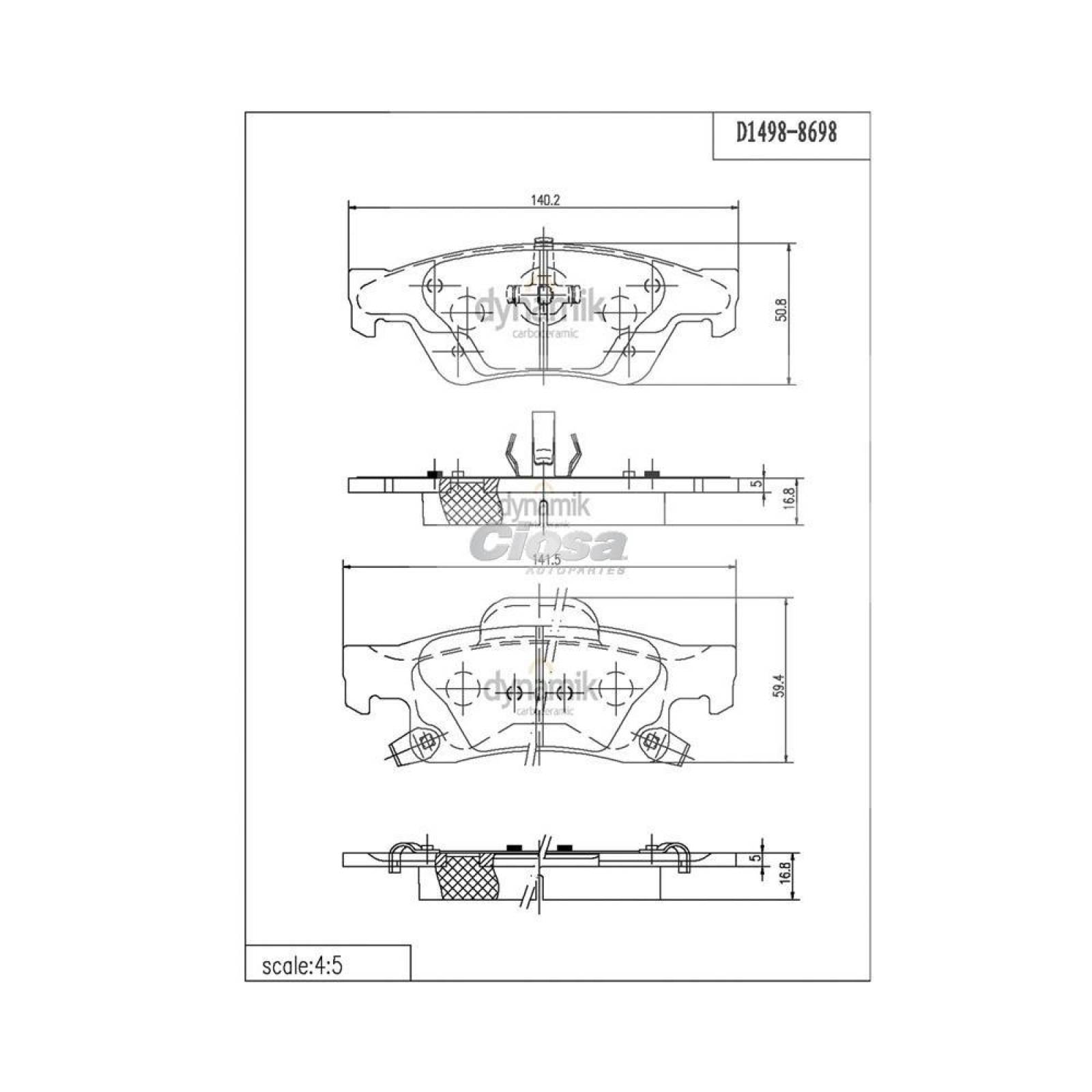 Balata Para Dodge Durango 2011 - 2015 (Dynamik) 