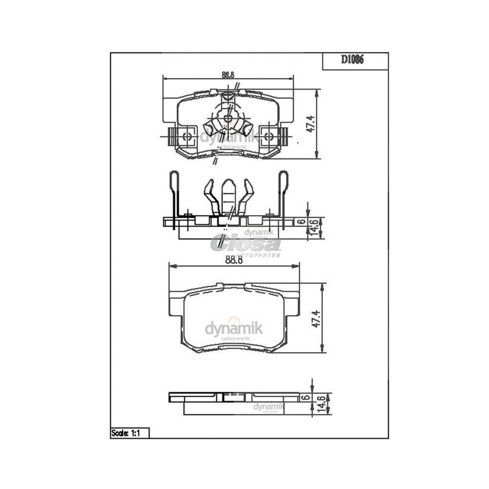 Balata Para Honda Crosstour 2010 - 2015 (Dynamik) 