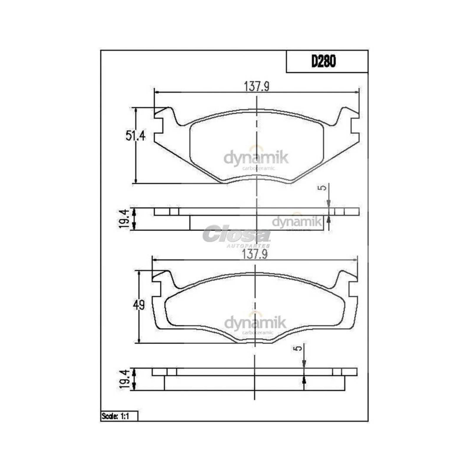 Balata Para Volkswagen Jetta 1985 - 1995 (Dynamik) 