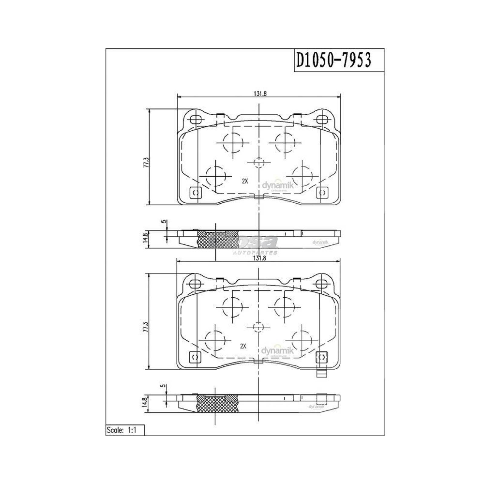 Balata Para Chevrolet Corvette 2014 - 2015 (Dynamik) 