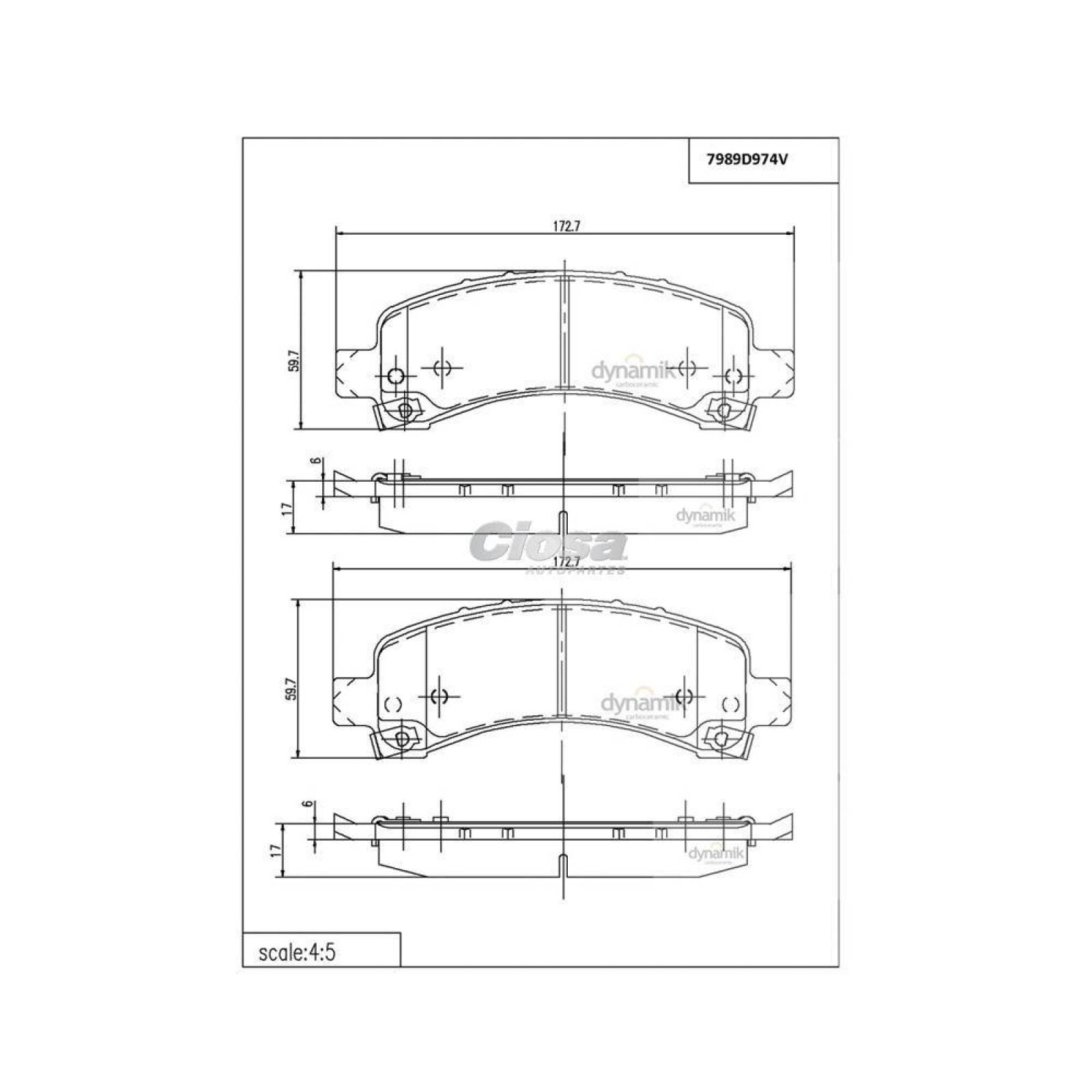 Balata Para Chevrolet Avalanche 1500 2002 - 2006 (Dynamik) 