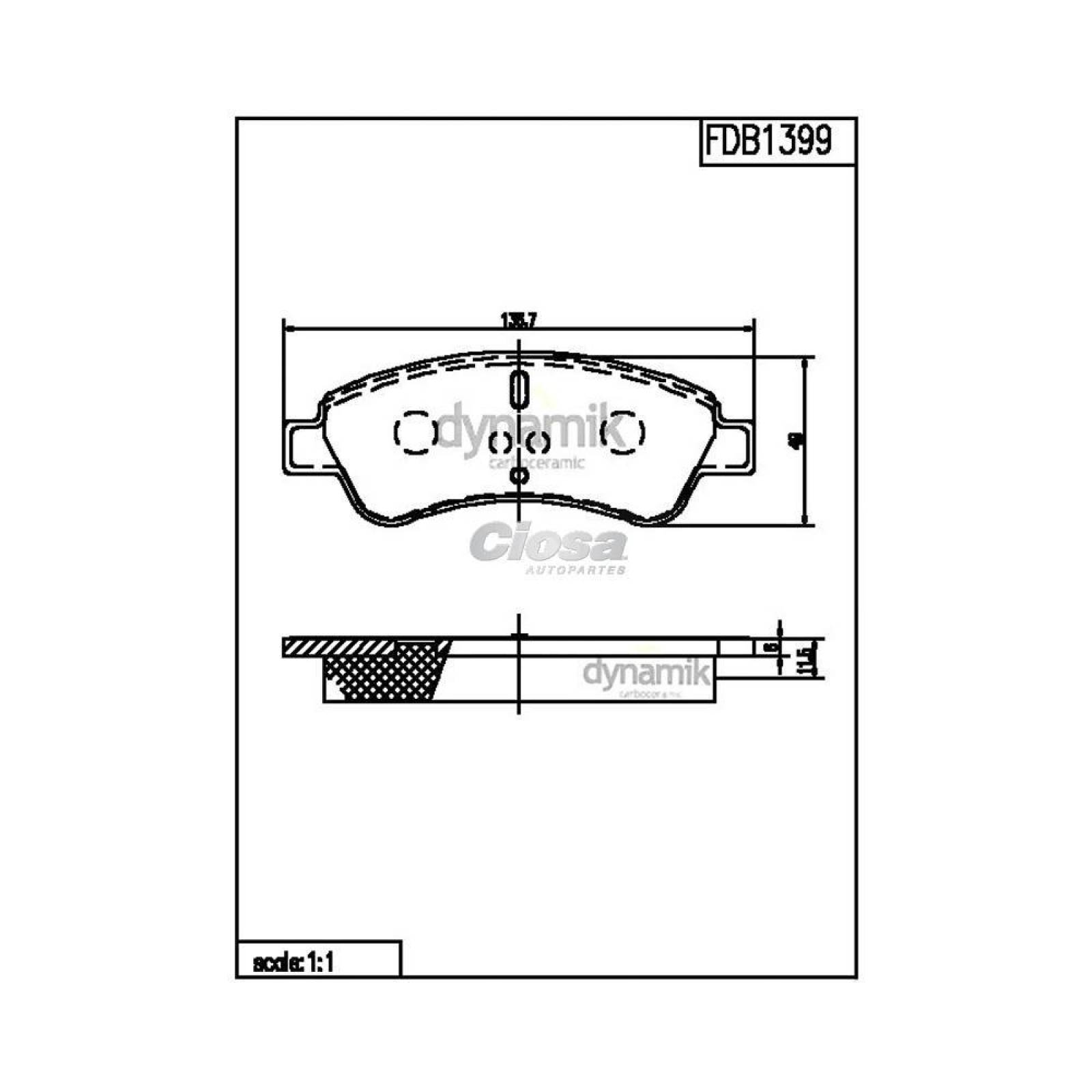 Balata Para Peugeot 2008 2014 - 2015 (Dynamik) 