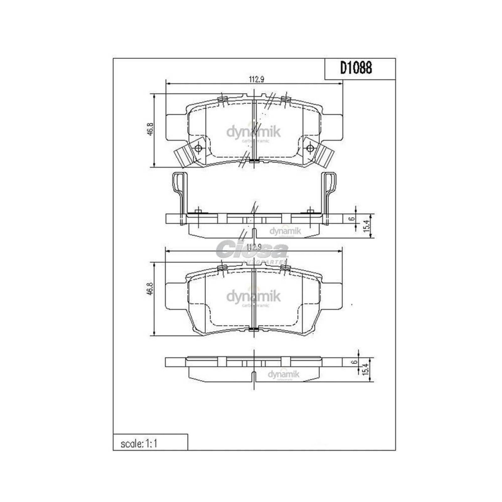 Balata Para Honda Odyssey 2005 - 2010 (Dynamik) 