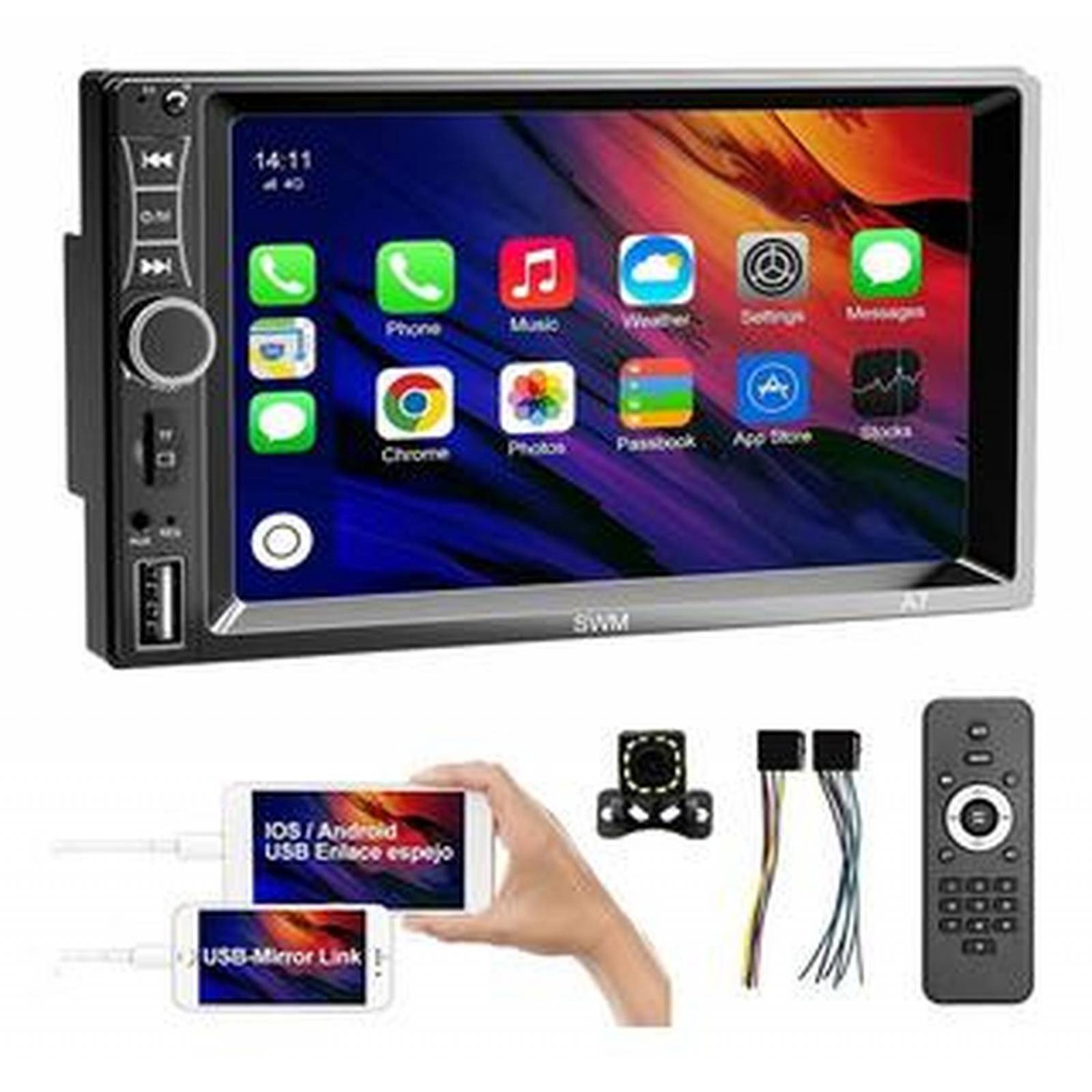 Radio de coche de 7 pulgadas sin instalación pantalla táctil reproductor de  vídeo de coche Apple Carplay y Android coche Multimedia Radio Bluetooth 8GB  128G - AliExpress