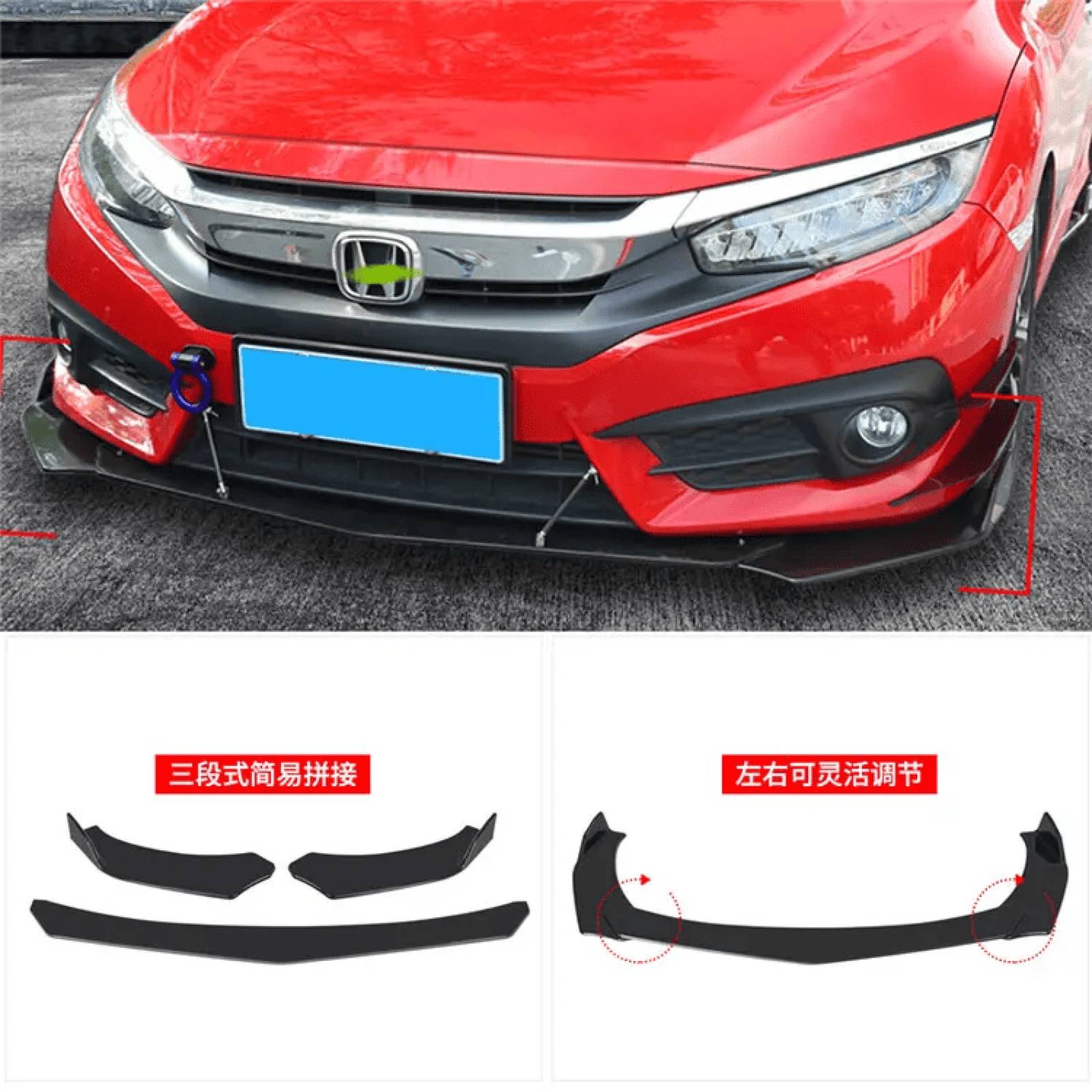 3 Pza Splitter Facia Del Para Hyundai Sonata 1989 - 2019 (Dtouch) 