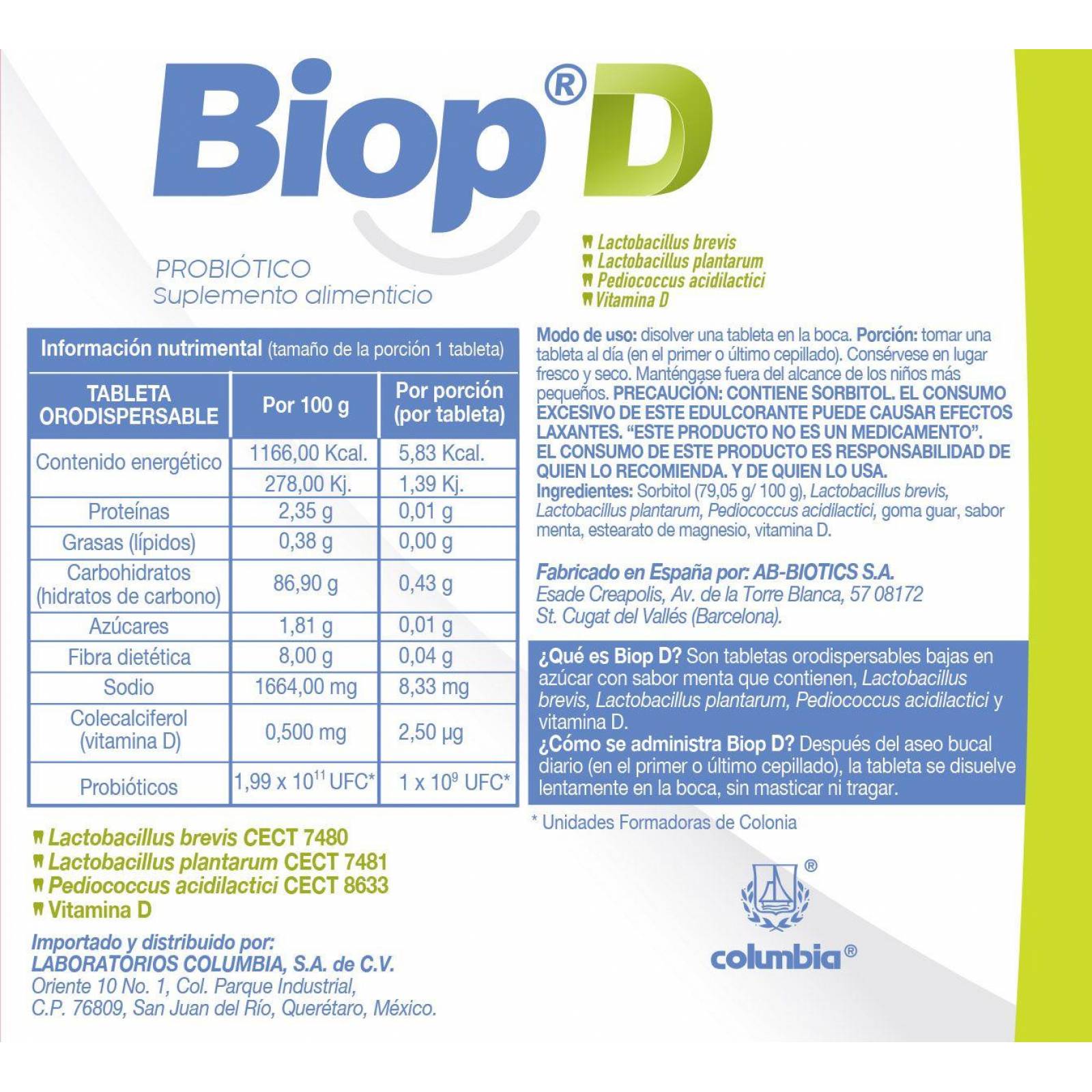 Biop D 50 Mg Caja Con 30 Tabletas 