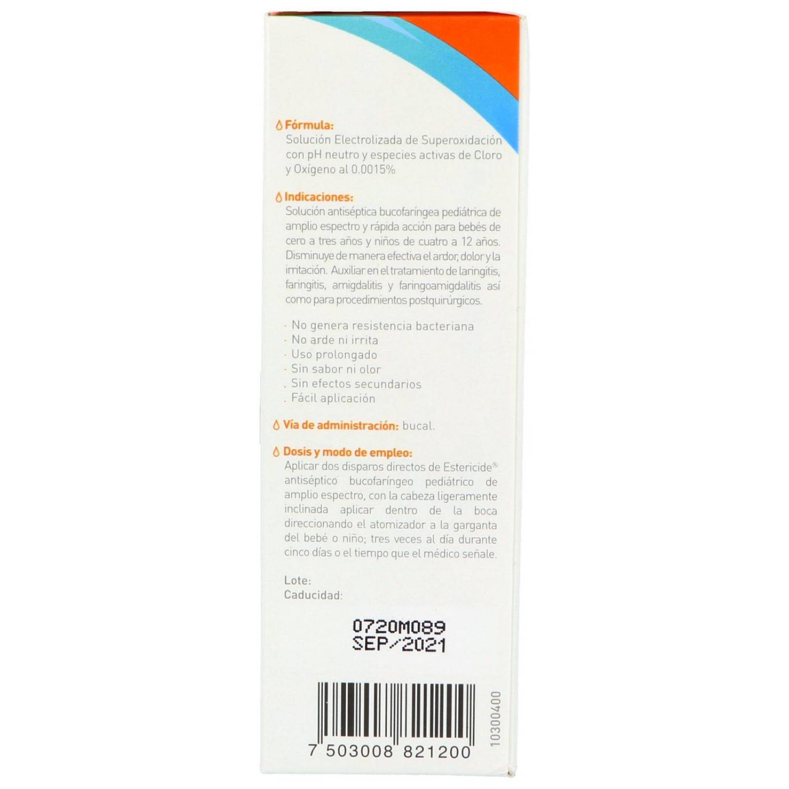 Estericide Antiséptico Bucofaríngeo Solución Pediátrica Caja Con Frasco 60 mL 