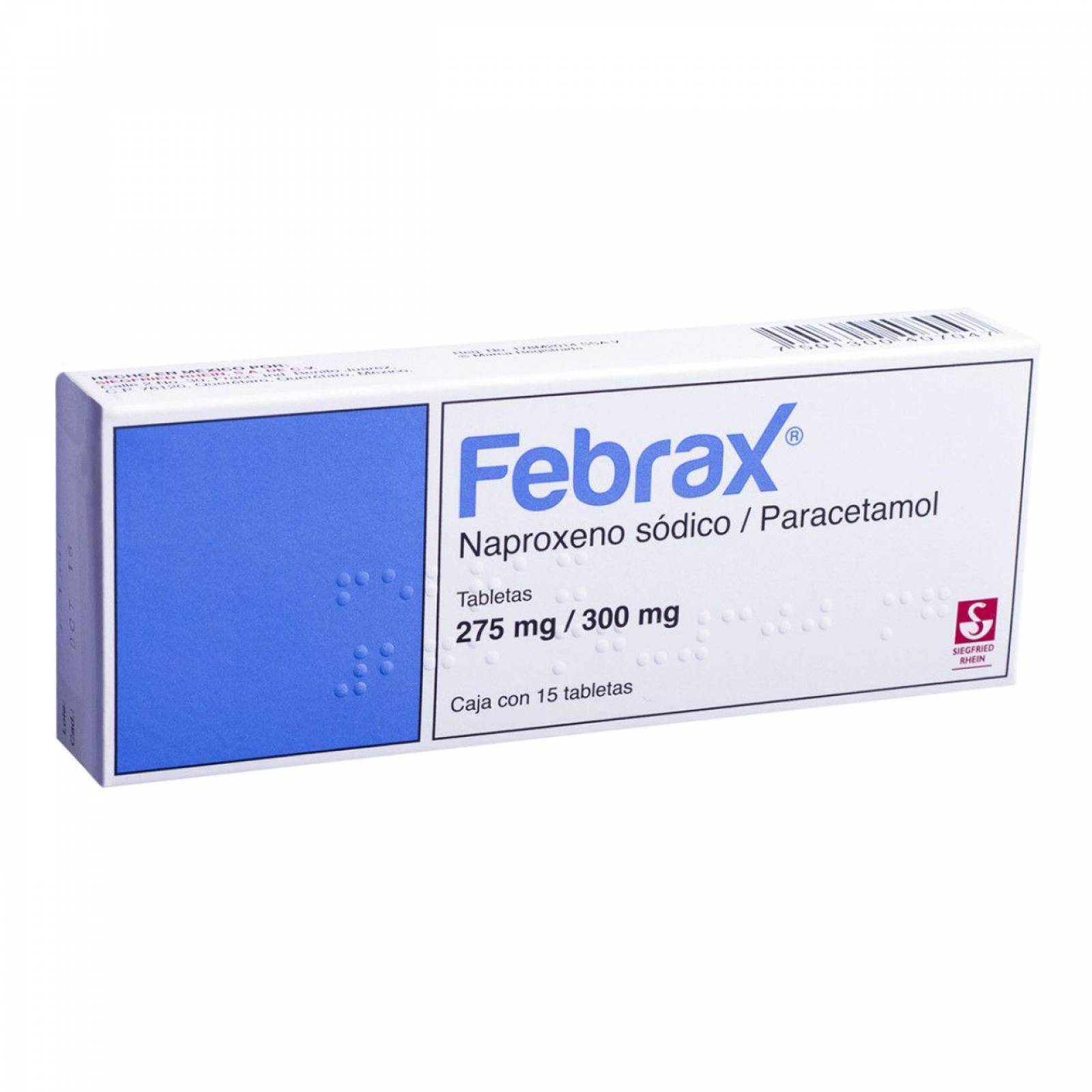 Febrax 275 mg / 300 mg Caja Con 15 Tabletas 