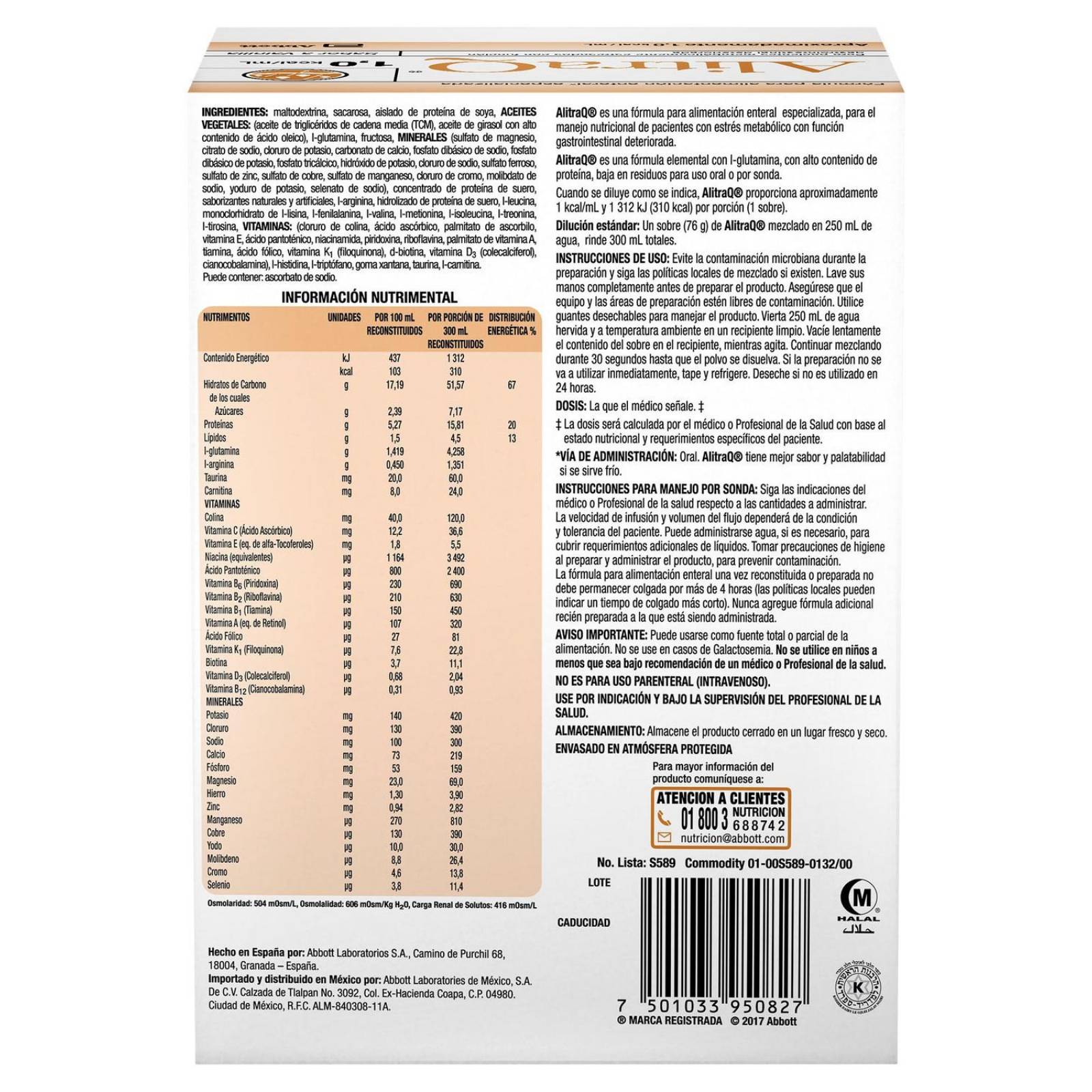 FRM-Alitraq 76 g Caja Con 6 Sobres Sabor Vainilla 