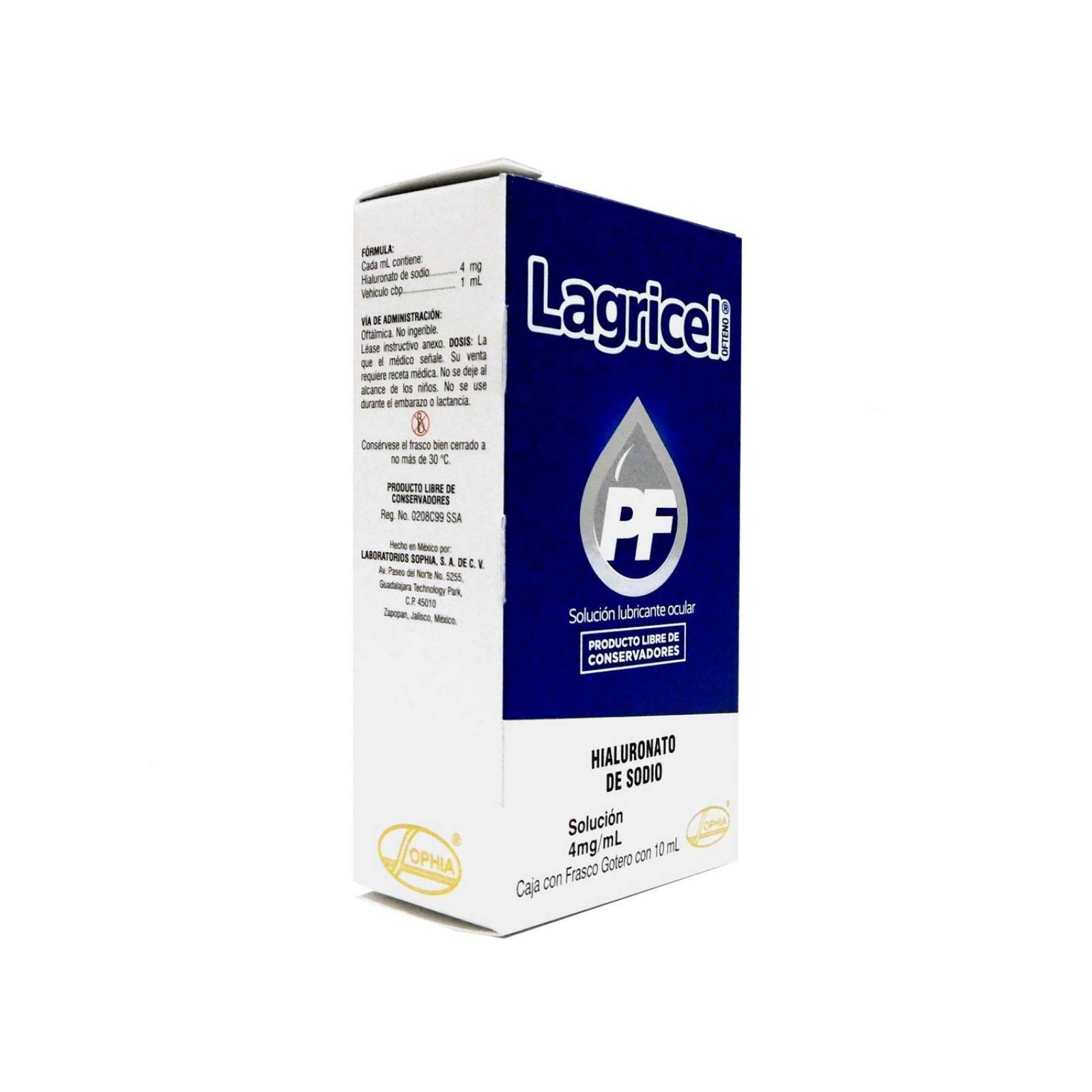 Lagricel PF Ofteno 4 mg / mL Solución Caja Con Frasco Gotero Con 10 mL 