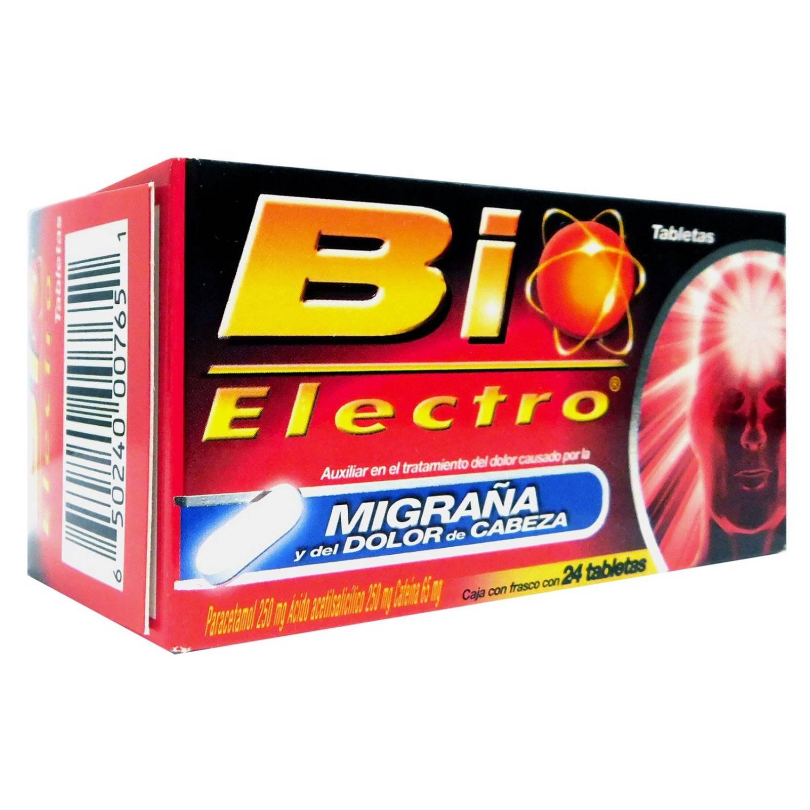 Bioelectro 250 mg / 250 mg / 65 mg Caja Con Frasco Con 24 Tabletas 