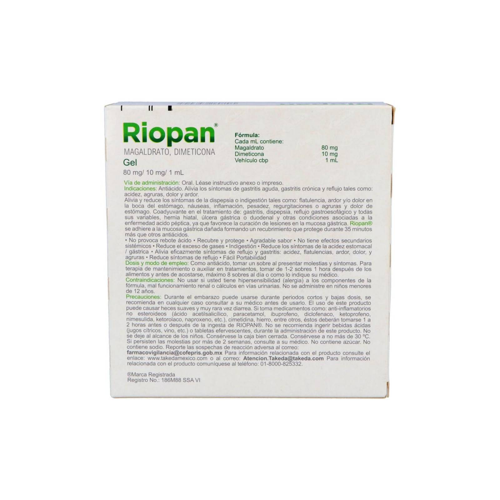 Riopan 80mg / 10mg Caja Con 20 Sobres De 10 Ml C/u 