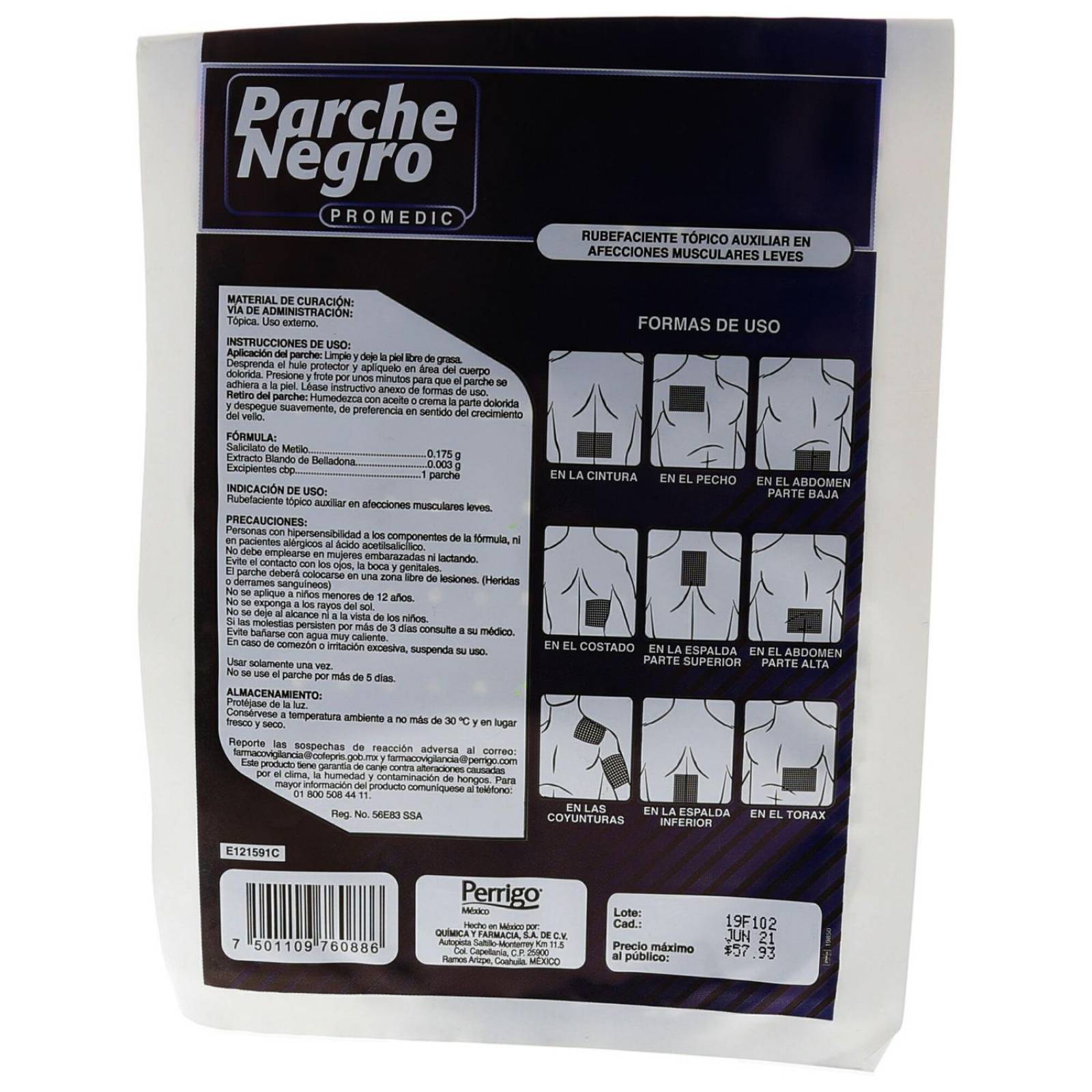 Parche Negro Promedic Bolsa Con 1 Pieza 